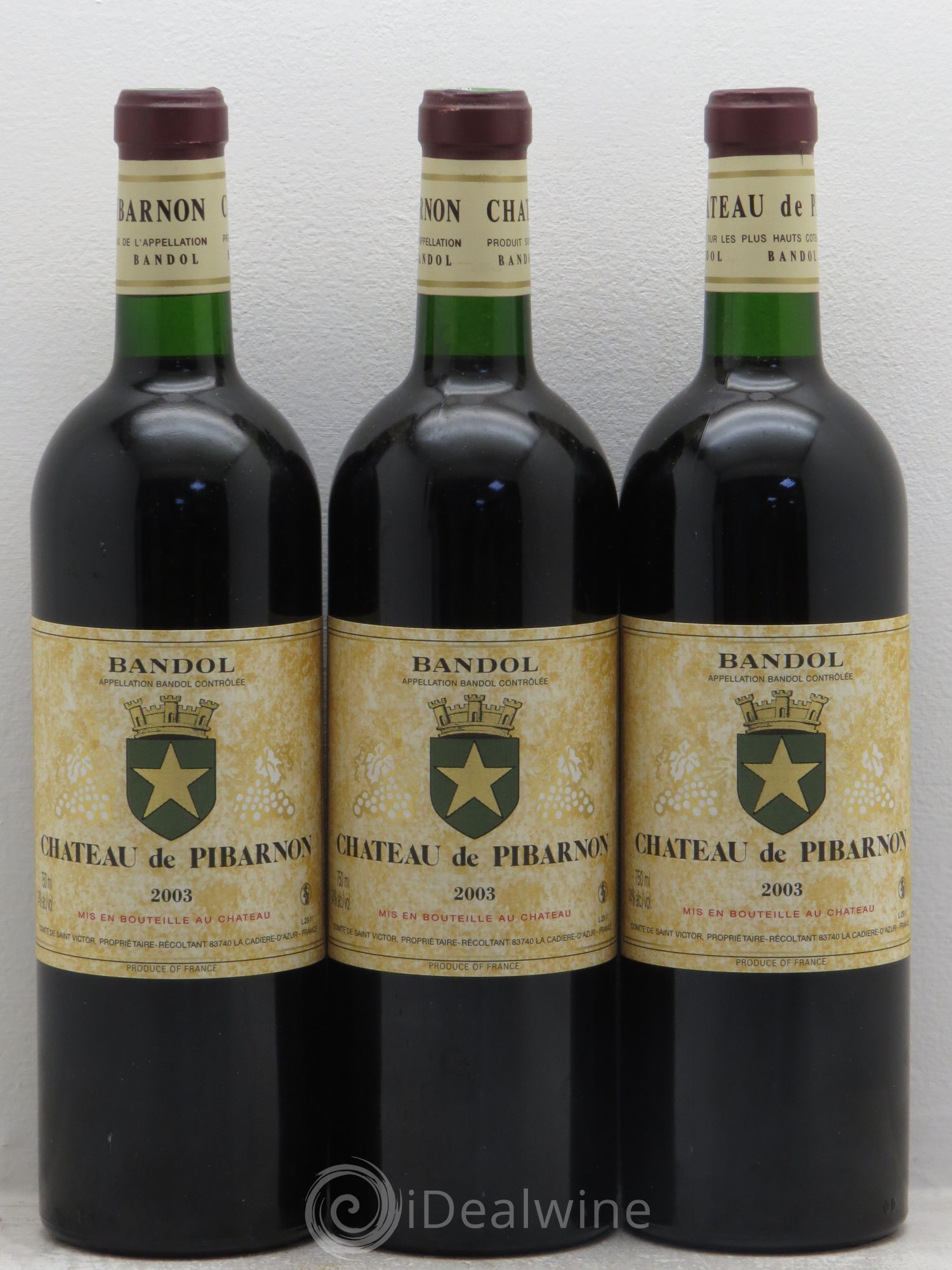 Bandol Château de Pibarnon Comte de Saint-Victor 2003 - Lot de 3 bouteilles - 0