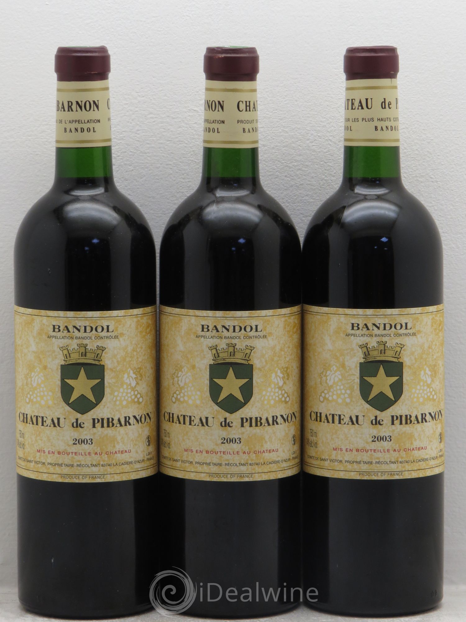 Bandol Château de Pibarnon Comte de Saint-Victor 2003 - Lot de 3 bouteilles - 0
