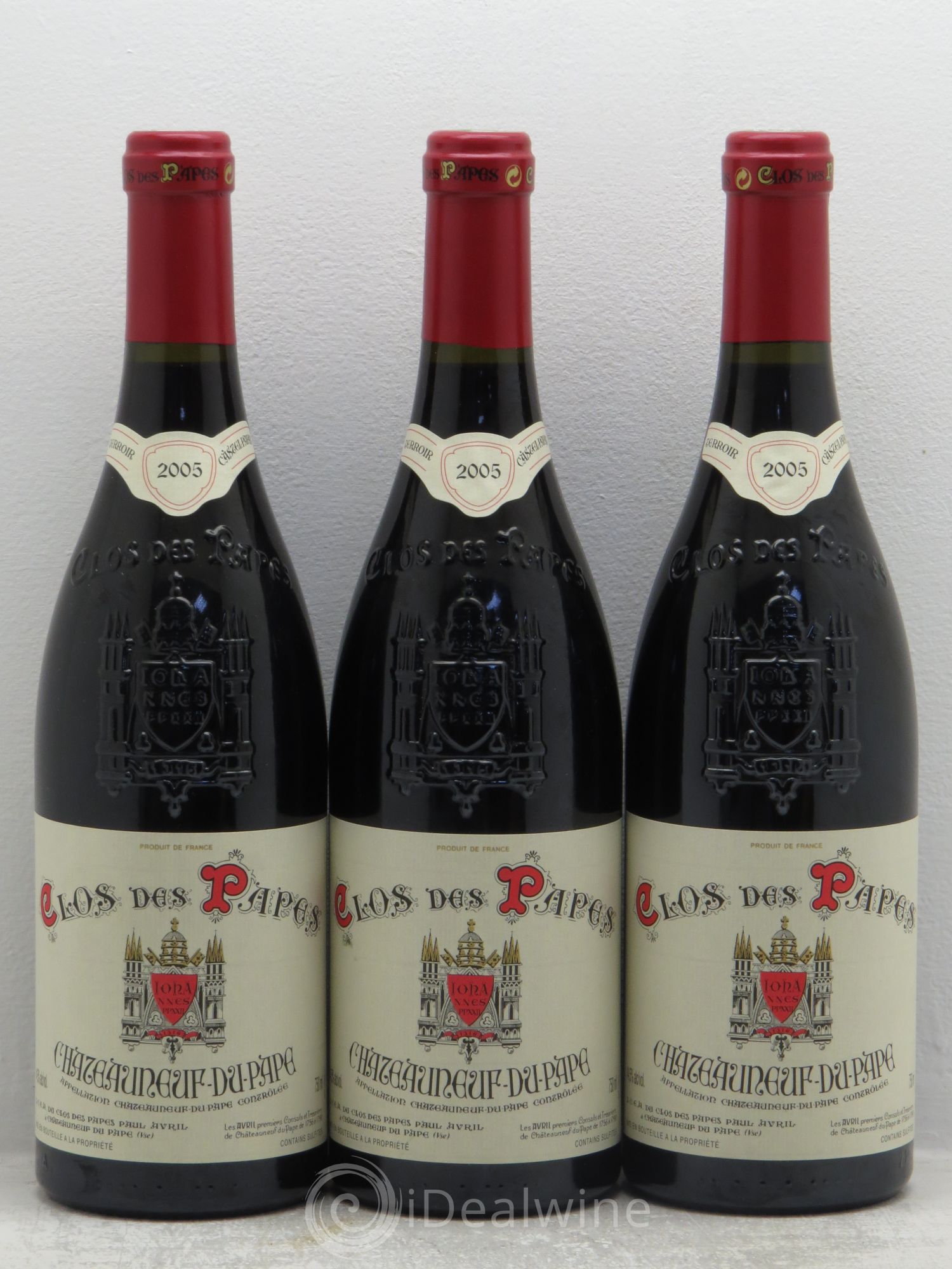 Châteauneuf-du-Pape Clos des Papes - Paul Avril 2005 - Lot de 3 bouteilles - 0