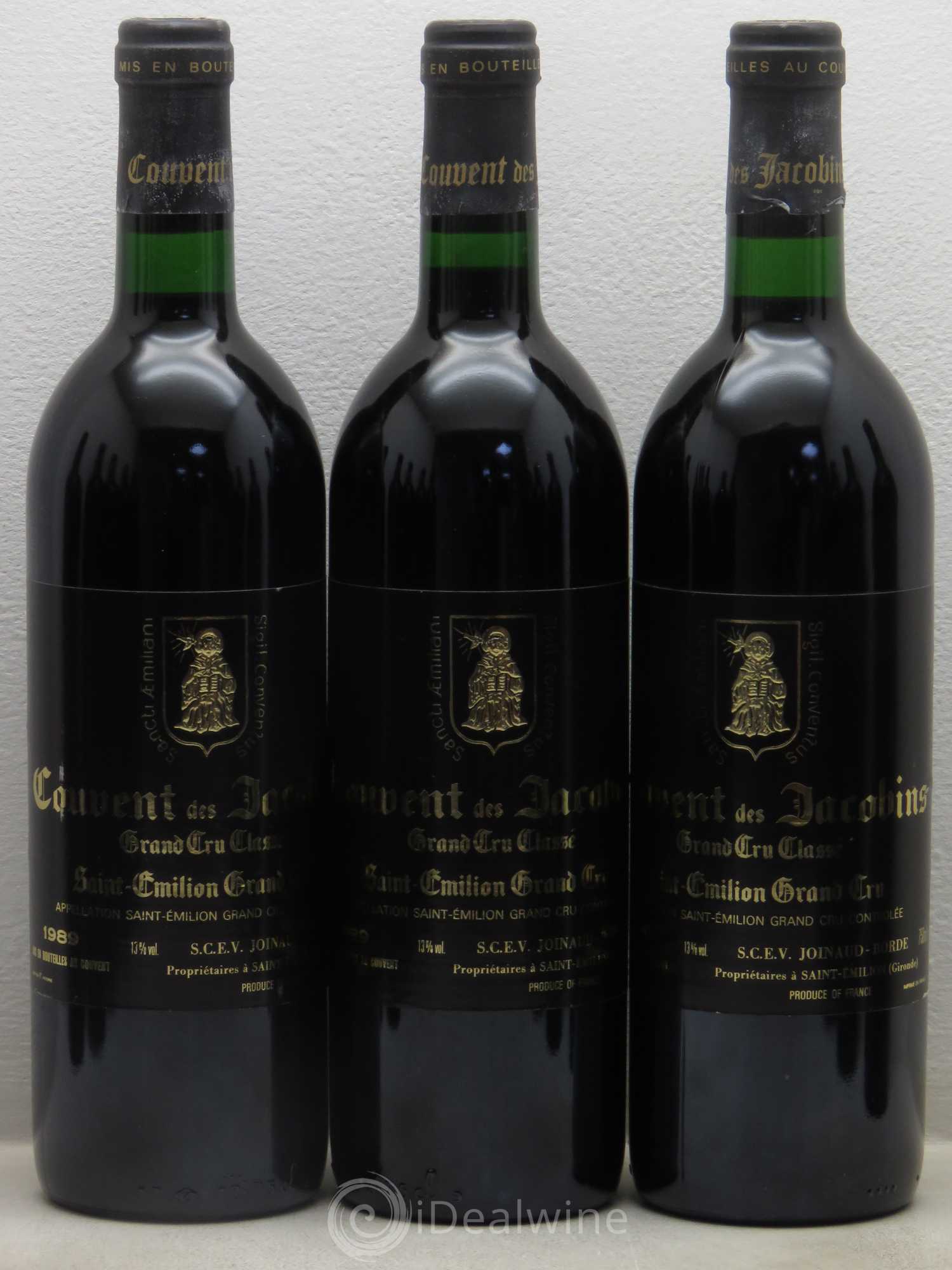 Château Couvent des Jacobins Grand Cru Classé 1989 - Lot de 12 bouteilles - 1