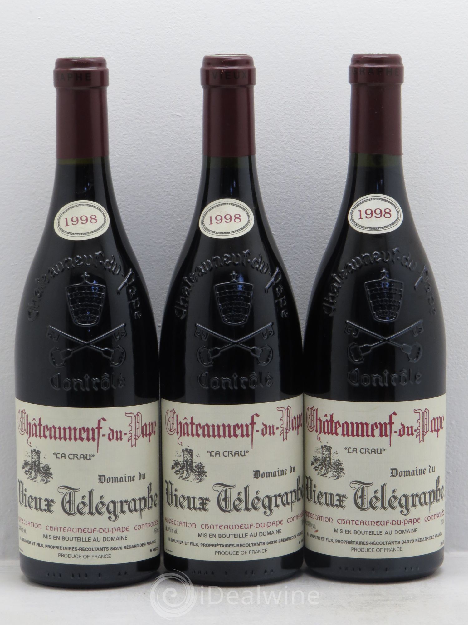 Châteauneuf-du-Pape Vieux Télégraphe (Domaine du) Vignobles Brunier 1998 - Lot de 3 bouteilles - 0