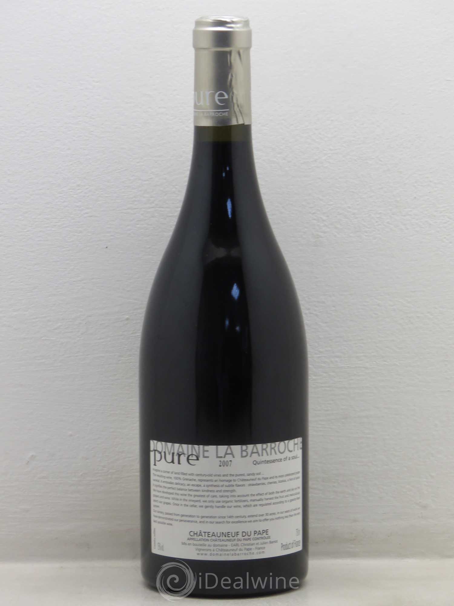 Châteauneuf-du-Pape Cuvée Pure Domaine La Barroche 2007 - Lot de 1 bouteille - 1