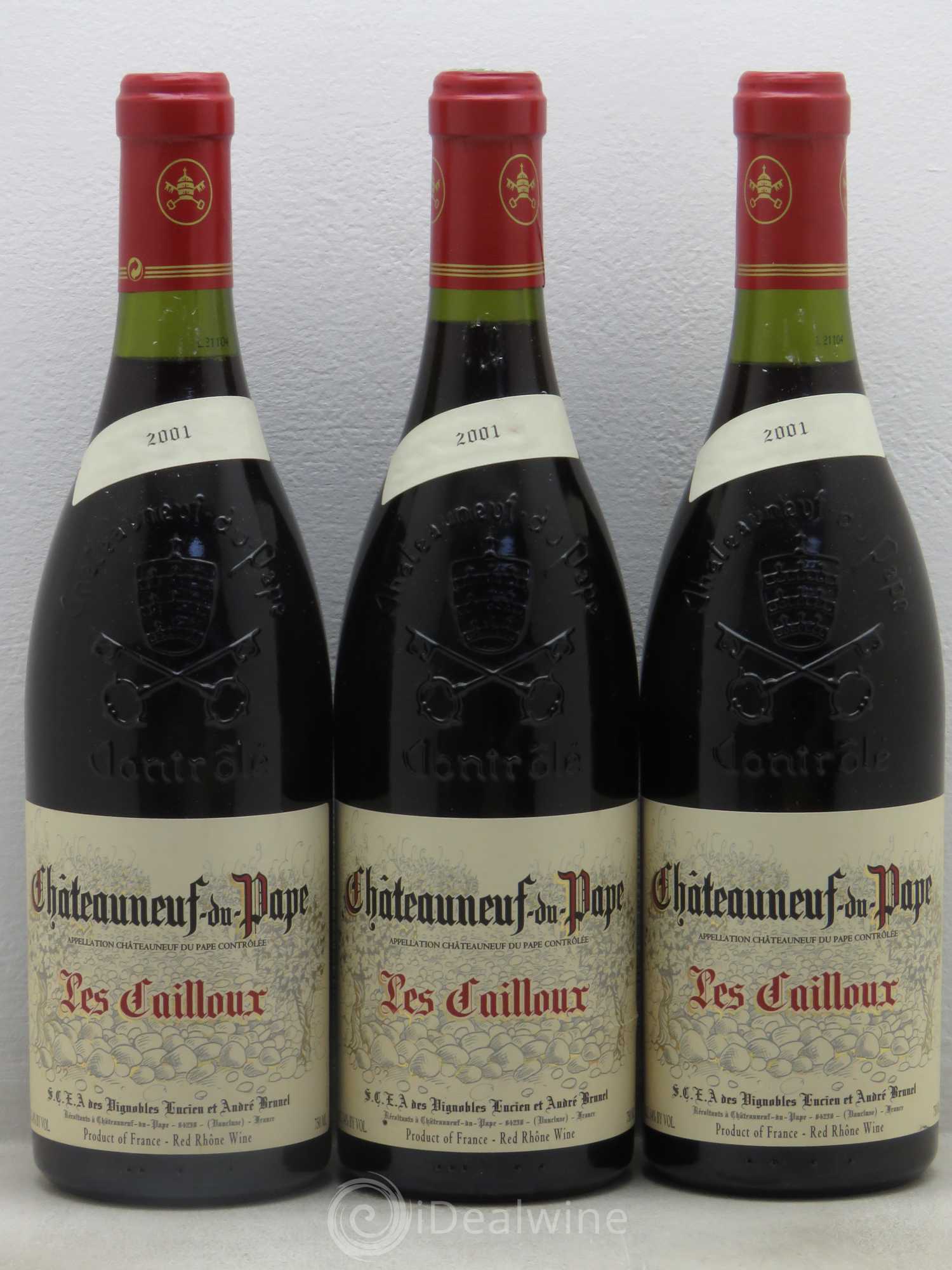Châteauneuf-du-Pape Les Cailloux André Brunel 2001 - Lot de 3 bouteilles - 0