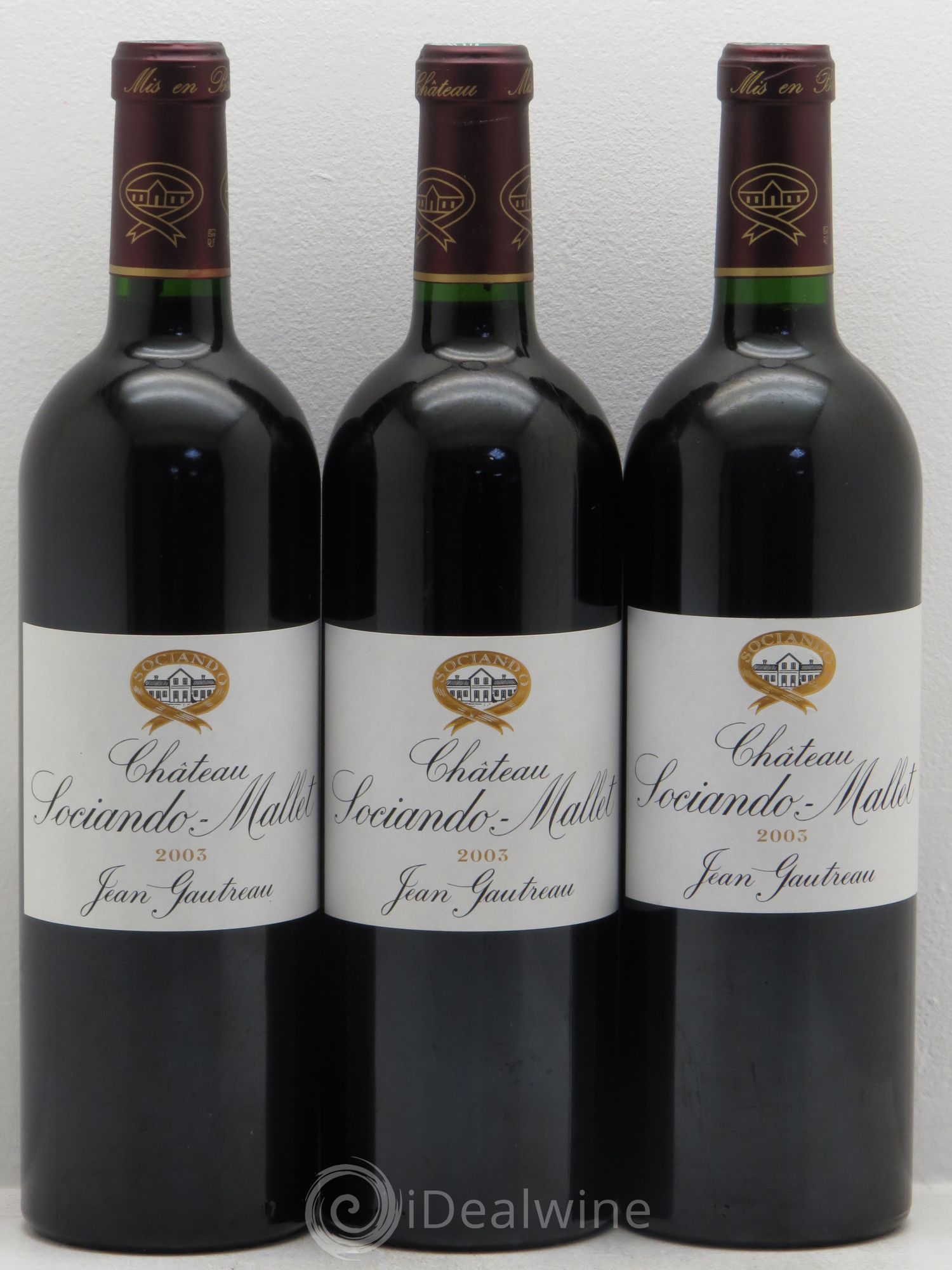 Château Sociando Mallet 2003 - Lot de 3 bouteilles - 0