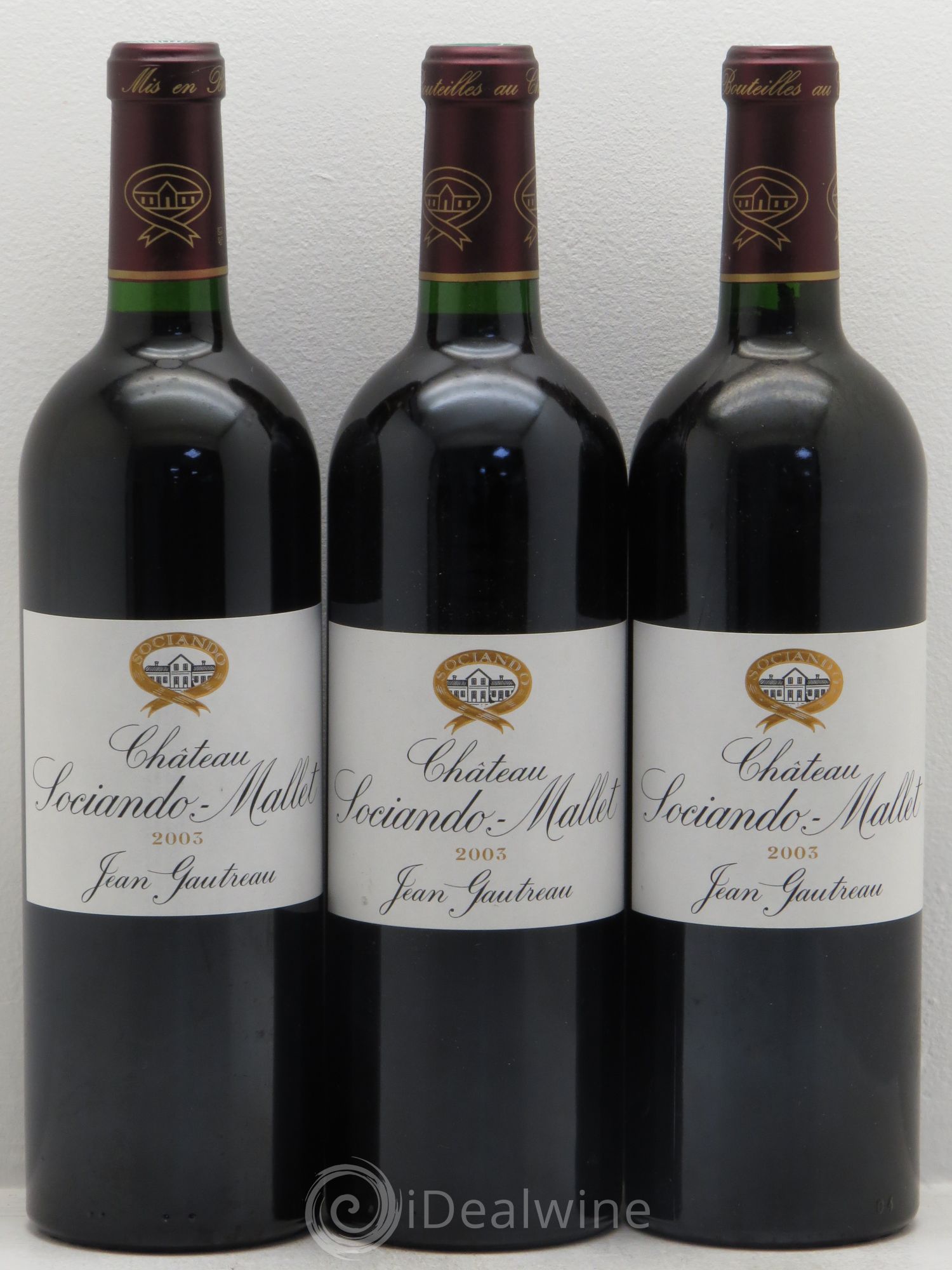 Château Sociando Mallet 2003 - Lot de 3 bouteilles - 0