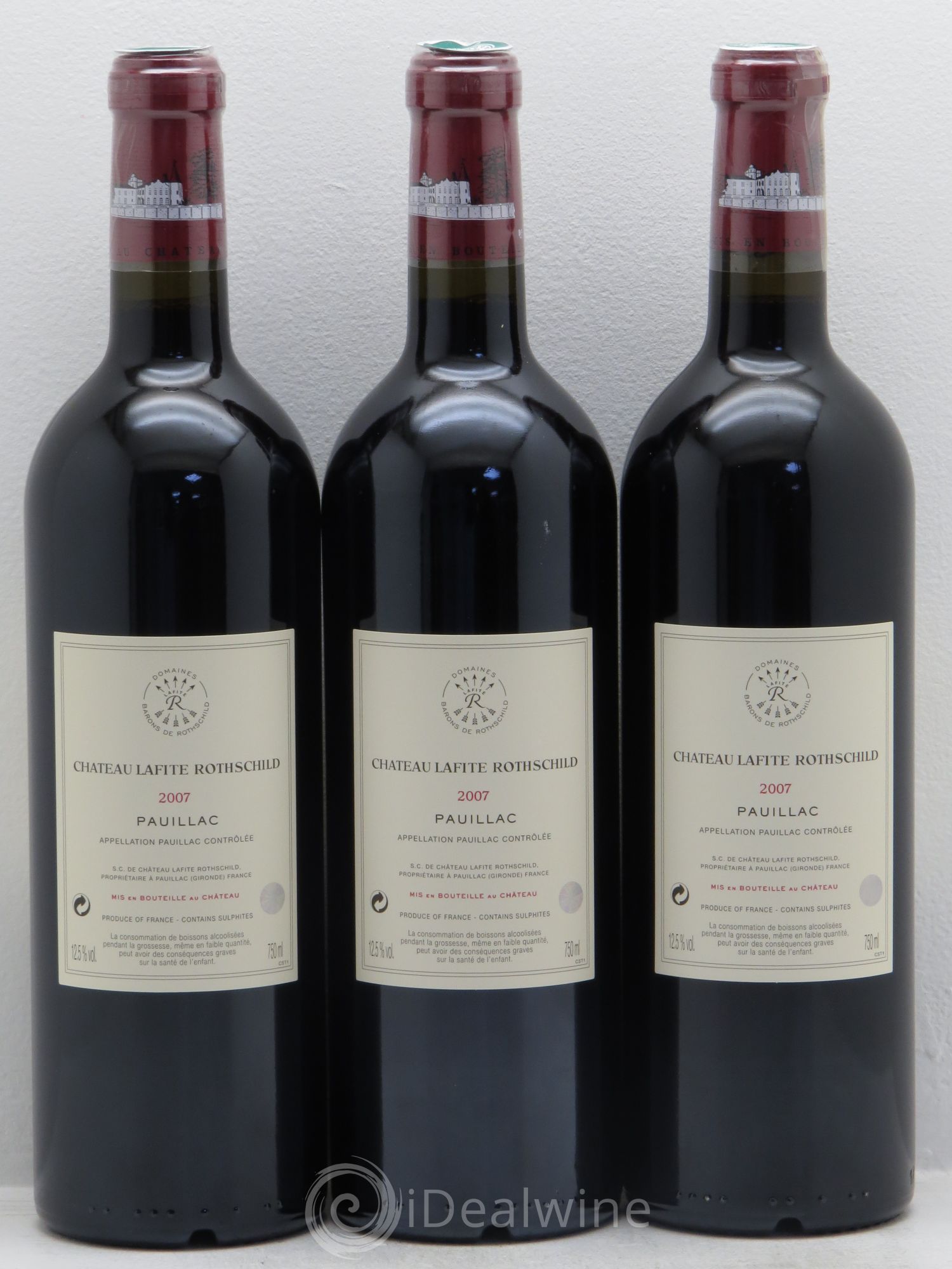Château Lafite Rothschild 1er Grand Cru Classé 2007 - Lot de 3 bouteilles - 1