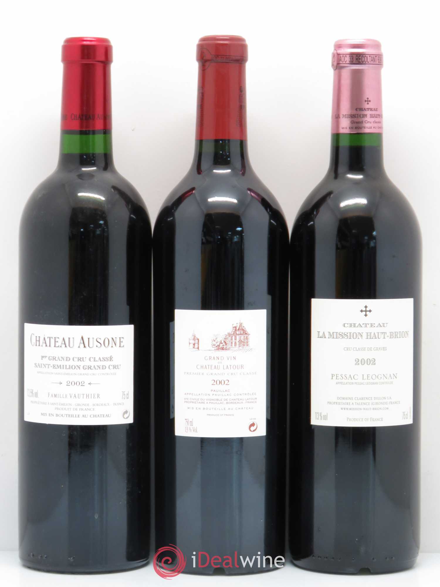 Caisse Collection Duclot 2002 1 Petrus, 1 Latour, 1 Haut Brion, 1 La Mission Haut Brion, 1 Ausone, 1 Cheval blanc, 1 Mouton Rothschild, 1 Margaux, 1 Lafite Rothschild 2002 - Posten von 9 Flaschen - 2