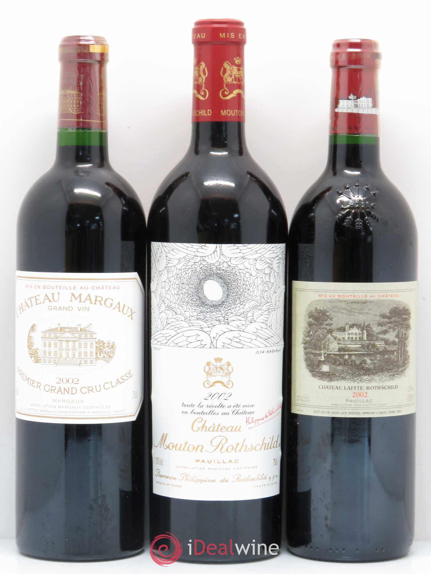 Caisse Collection Duclot 2002 1 Petrus, 1 Latour, 1 Haut Brion, 1 La Mission Haut Brion, 1 Ausone, 1 Cheval blanc, 1 Mouton Rothschild, 1 Margaux, 1 Lafite Rothschild 2002 - Posten von 9 Flaschen - 3