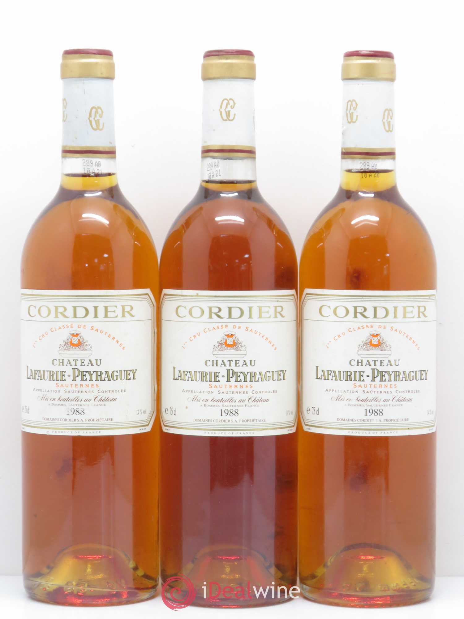 Château Lafaurie-Peyraguey 1er Grand Cru Classé 1988 - Lot de 3 bouteilles - 0