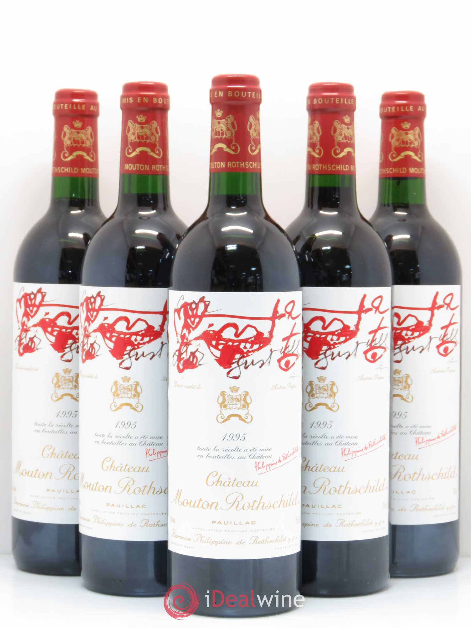Château Mouton Rothschild 1er Grand Cru Classé 1995 - Lot de 5 bouteilles - 0