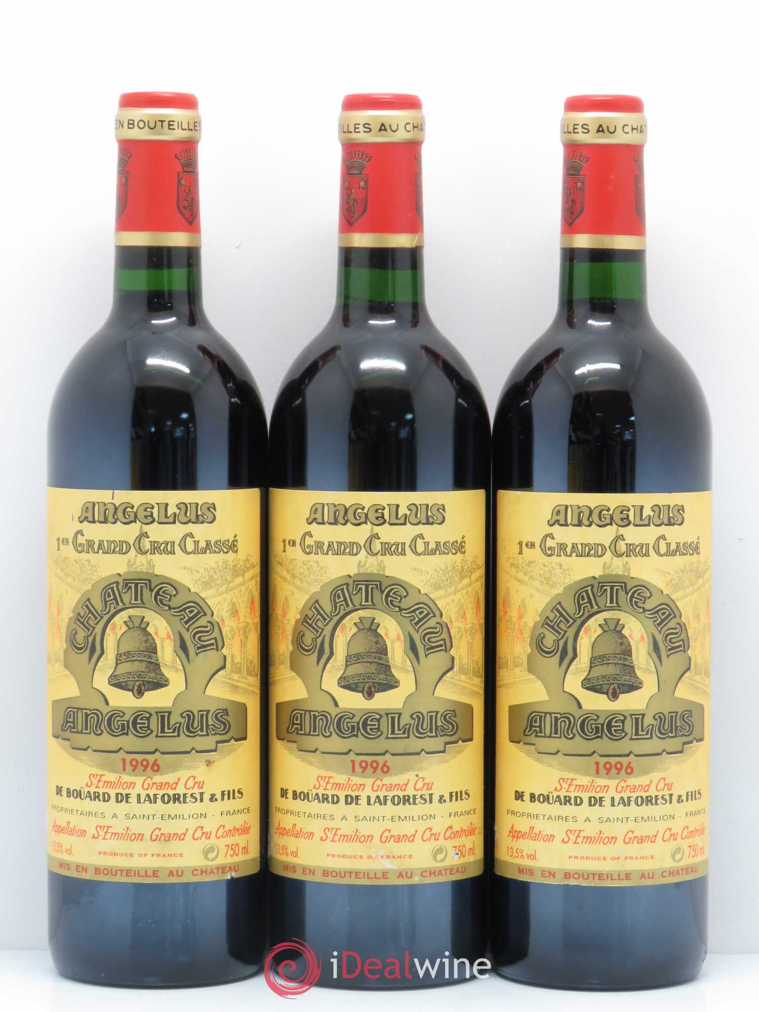 Château Angélus 1er Grand Cru Classé A 1996 - Lot de 3 bouteilles - 0