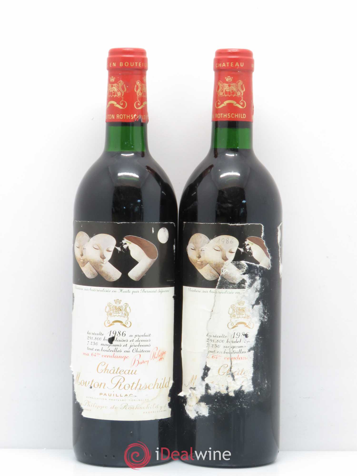 Château Mouton Rothschild 1er Grand Cru Classé 1986 - Lot de 2 bouteilles - 0