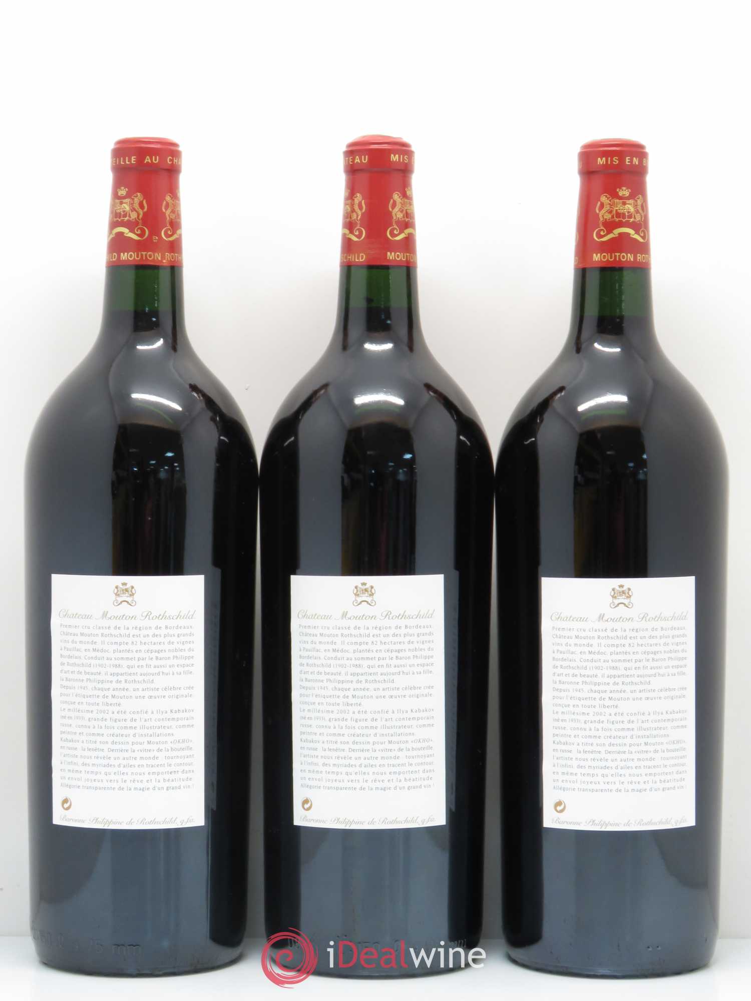 Château Mouton Rothschild 1er Grand Cru Classé 2002 - Lot de 3 magnums - 1