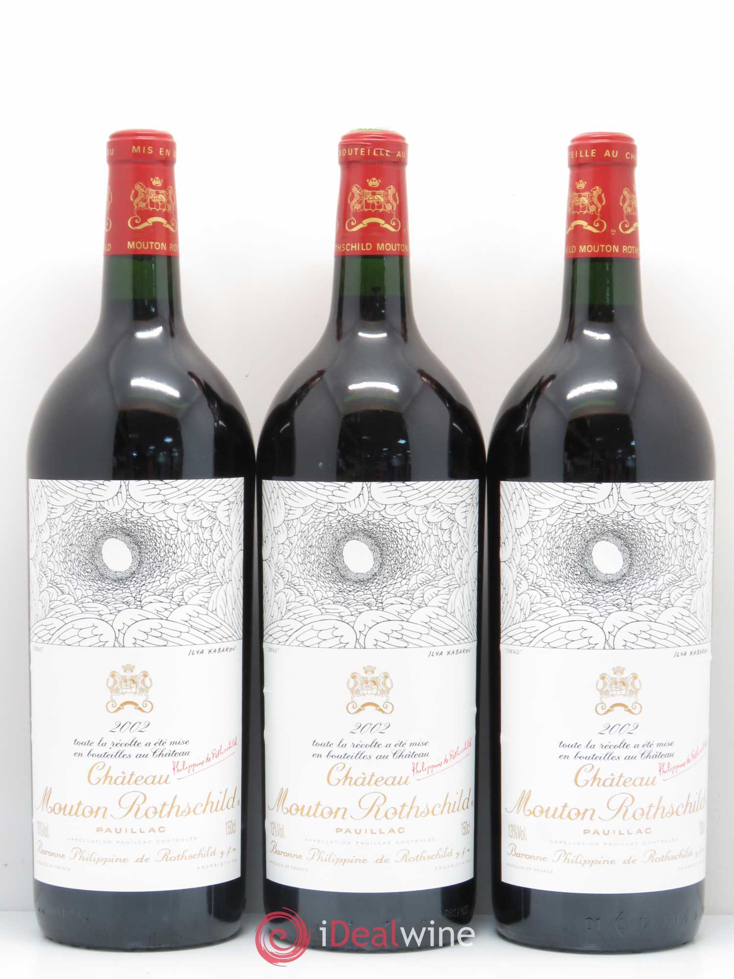 Château Mouton Rothschild 1er Grand Cru Classé 2002 - Lot de 3 magnums - 0