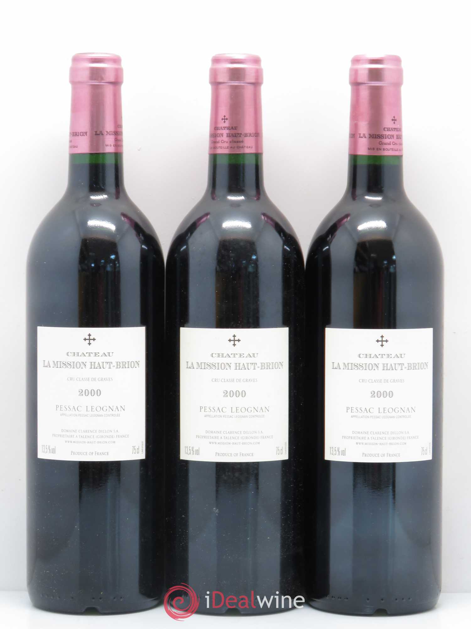 Château la Mission Haut-Brion Cru Classé de Graves 2000 - Lot de 3 bouteilles - 1