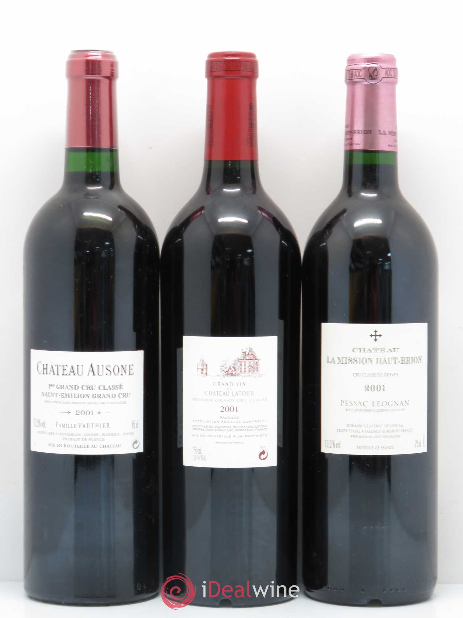 Caisse Duclot 1 Petrus, 1 Latour, 1 Haut Brion, 1 La Mission Haut Brion, 1 Ausone, 1 Cheval blanc, 1 Mouton Rothschild, 1 Margaux, 1 Lafite Rothschild 2001 - Posten von 9 Flaschen - 2