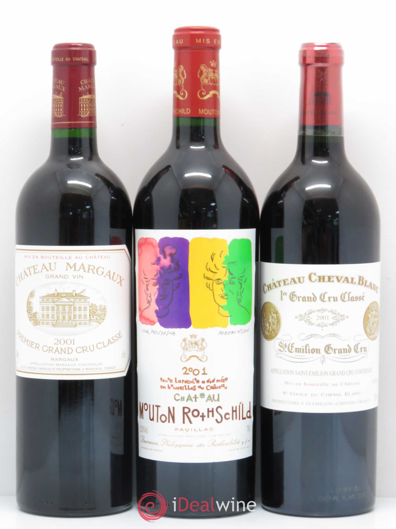 Caisse Duclot 1 Petrus, 1 Latour, 1 Haut Brion, 1 La Mission Haut Brion, 1 Ausone, 1 Cheval blanc, 1 Mouton Rothschild, 1 Margaux, 1 Lafite Rothschild 2001 - Posten von 9 Flaschen - 3