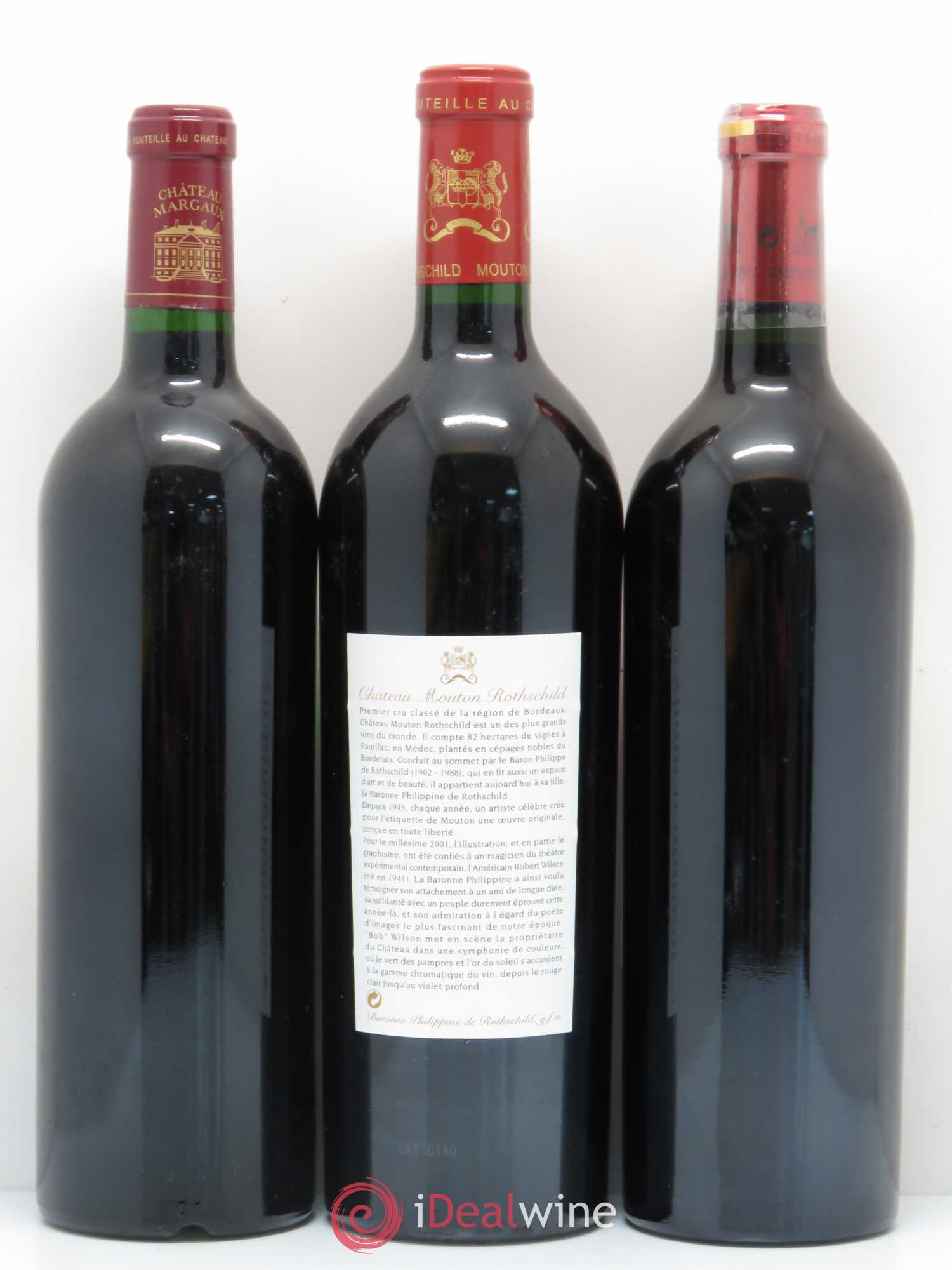 Caisse Duclot 1 Petrus, 1 Latour, 1 Haut Brion, 1 La Mission Haut Brion, 1 Ausone, 1 Cheval blanc, 1 Mouton Rothschild, 1 Margaux, 1 Lafite Rothschild 2001 - Posten von 9 Flaschen - 4