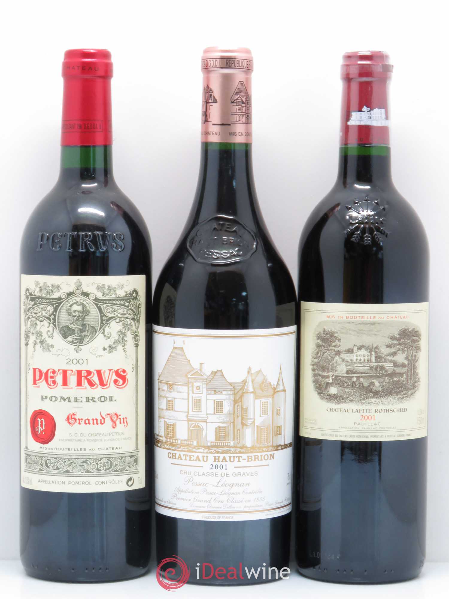 Caisse Duclot 1 Petrus, 1 Latour, 1 Haut Brion, 1 La Mission Haut Brion, 1 Ausone, 1 Cheval blanc, 1 Mouton Rothschild, 1 Margaux, 1 Lafite Rothschild 2001 - Posten von 9 Flaschen - 5