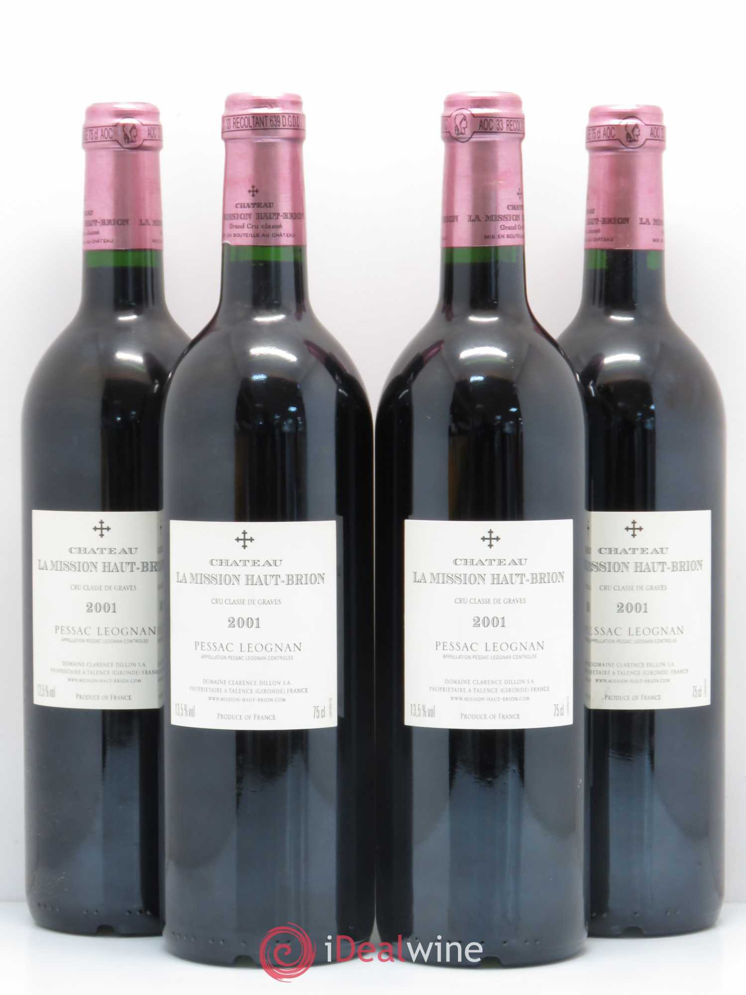 Château la Mission Haut-Brion Cru Classé de Graves 2001 - Lot de 4 bouteilles - 1