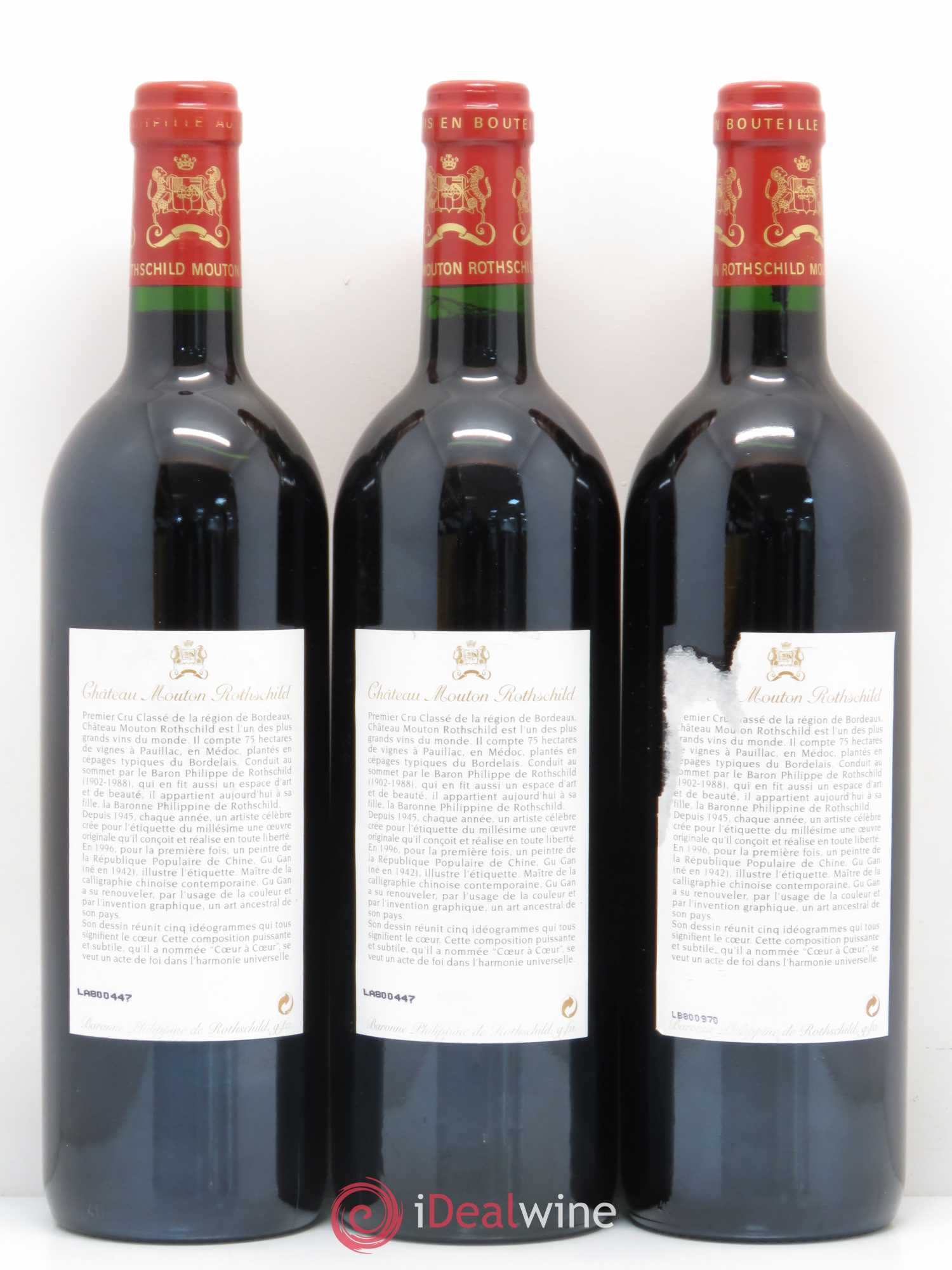 Château Mouton Rothschild 1er Grand Cru Classé 1996 - Lot de 5 bouteilles - 2