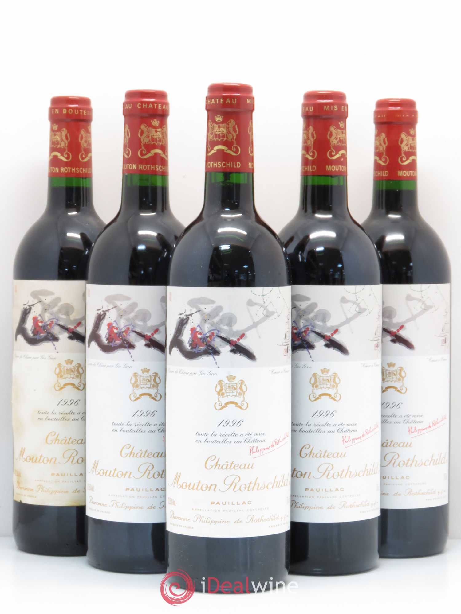 Château Mouton Rothschild 1er Grand Cru Classé 1996 - Lot de 5 bouteilles - 0