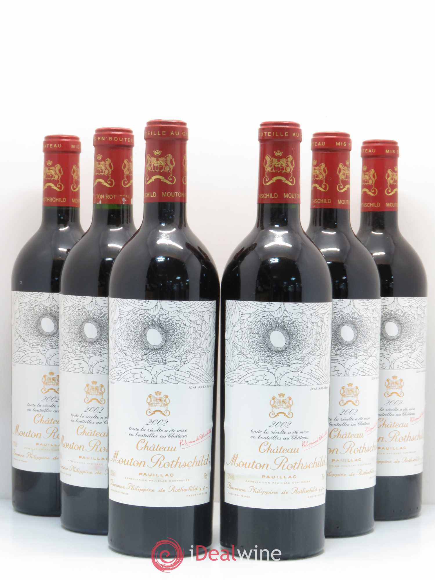 Château Mouton Rothschild 1er Grand Cru Classé 2002 - Lot de 6 bouteilles - 0