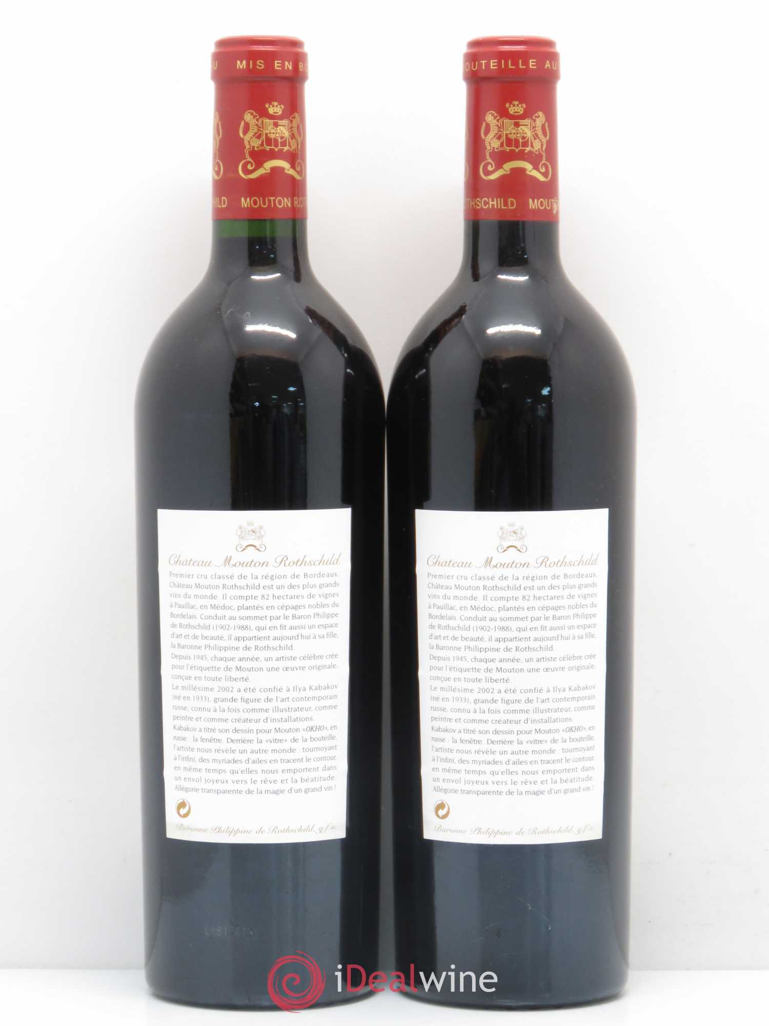 Château Mouton Rothschild 1er Grand Cru Classé 2002 - Lot de 2 bouteilles - 1
