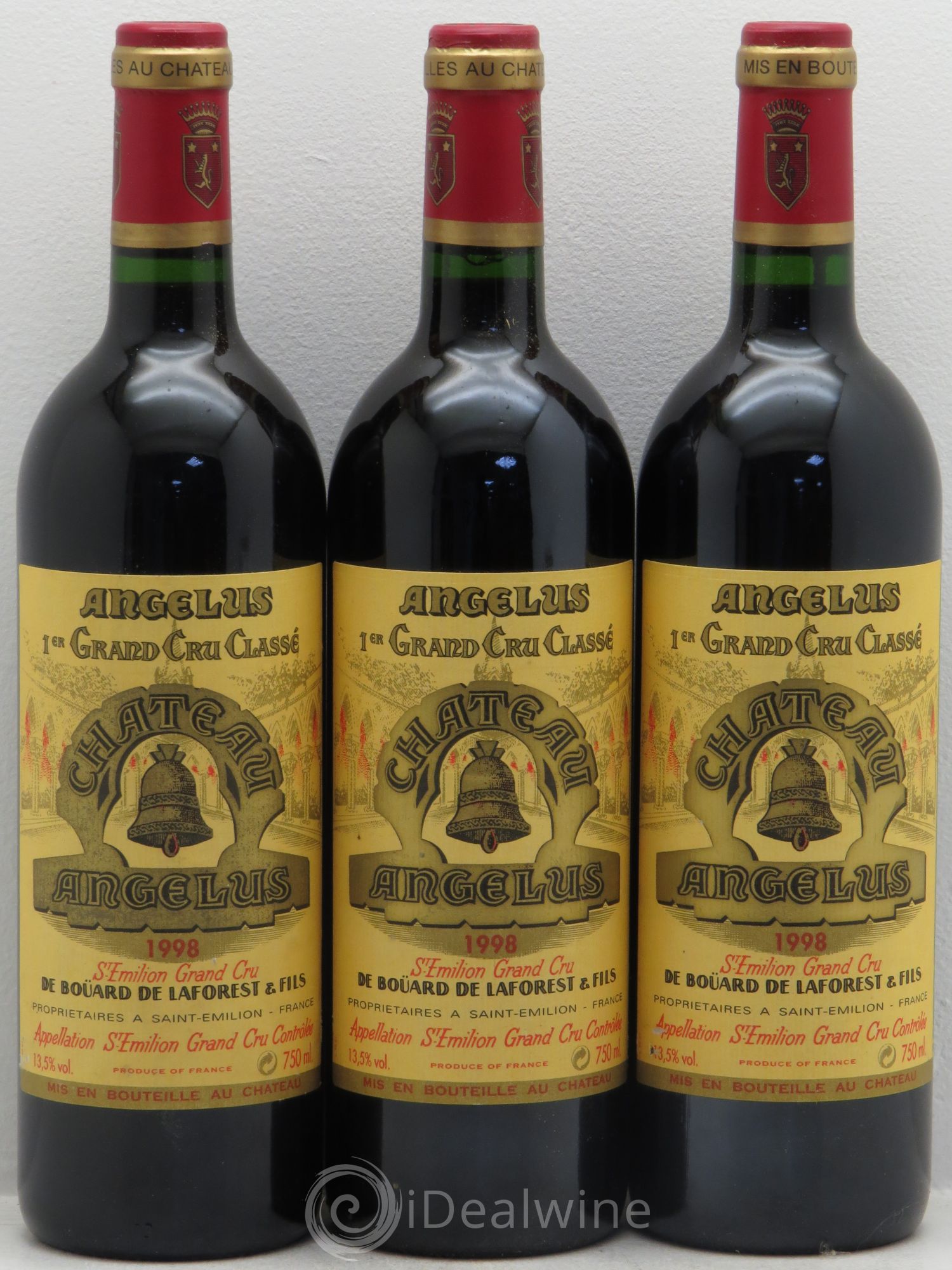 Château Angélus 1er Grand Cru Classé A 1998 - Lot de 3 bouteilles - 0