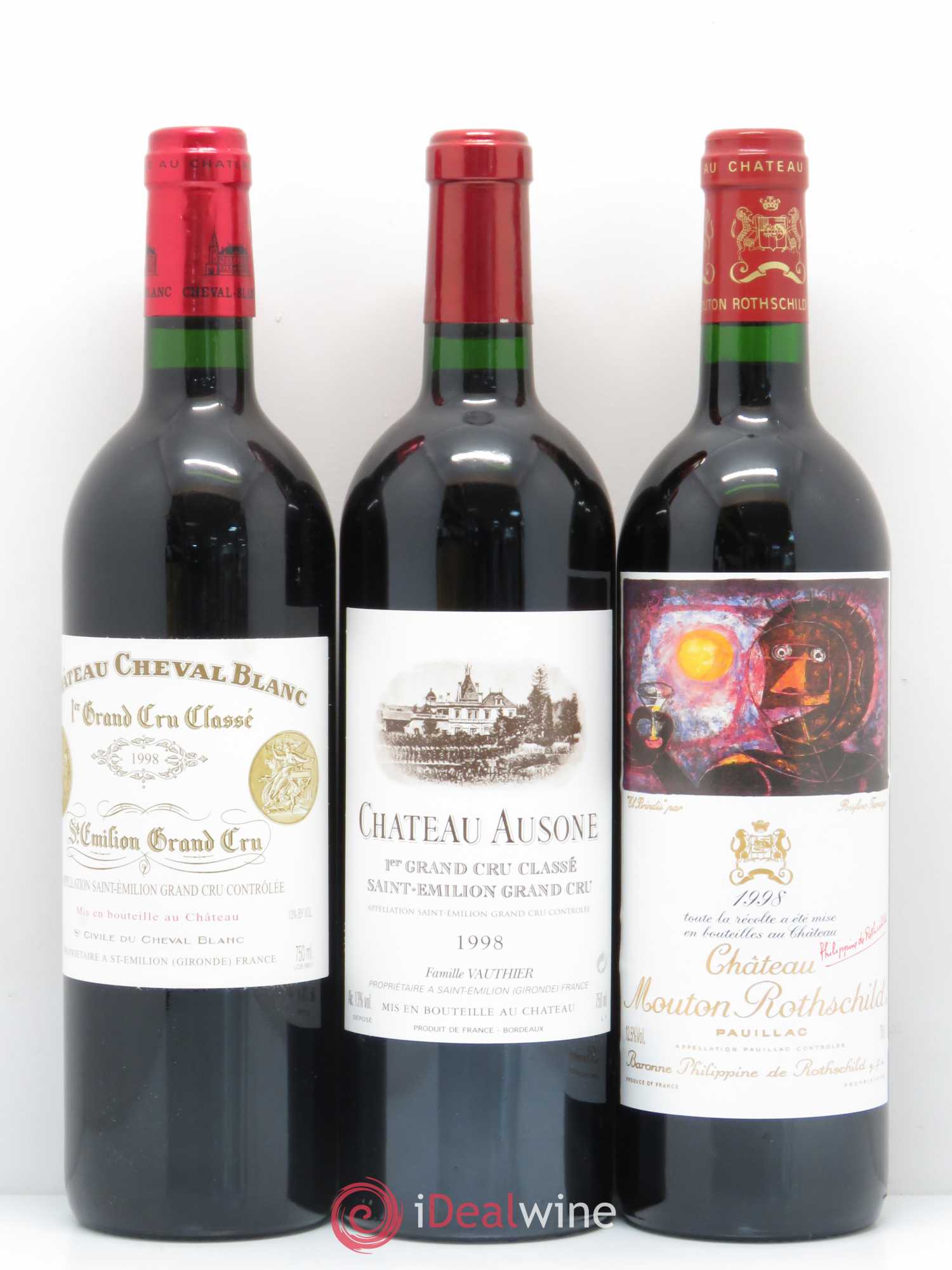 Caisse Duclot 1 Petrus, 1 Latour, 1 Haut Brion, 1 La Mission Haut Brion, 1 Ausone, 1 Cheval blanc, 1 Mouton Rothschild, 1 Margaux, 1 Lafite Rothschild 1998 - Posten von 9 Flaschen - 2