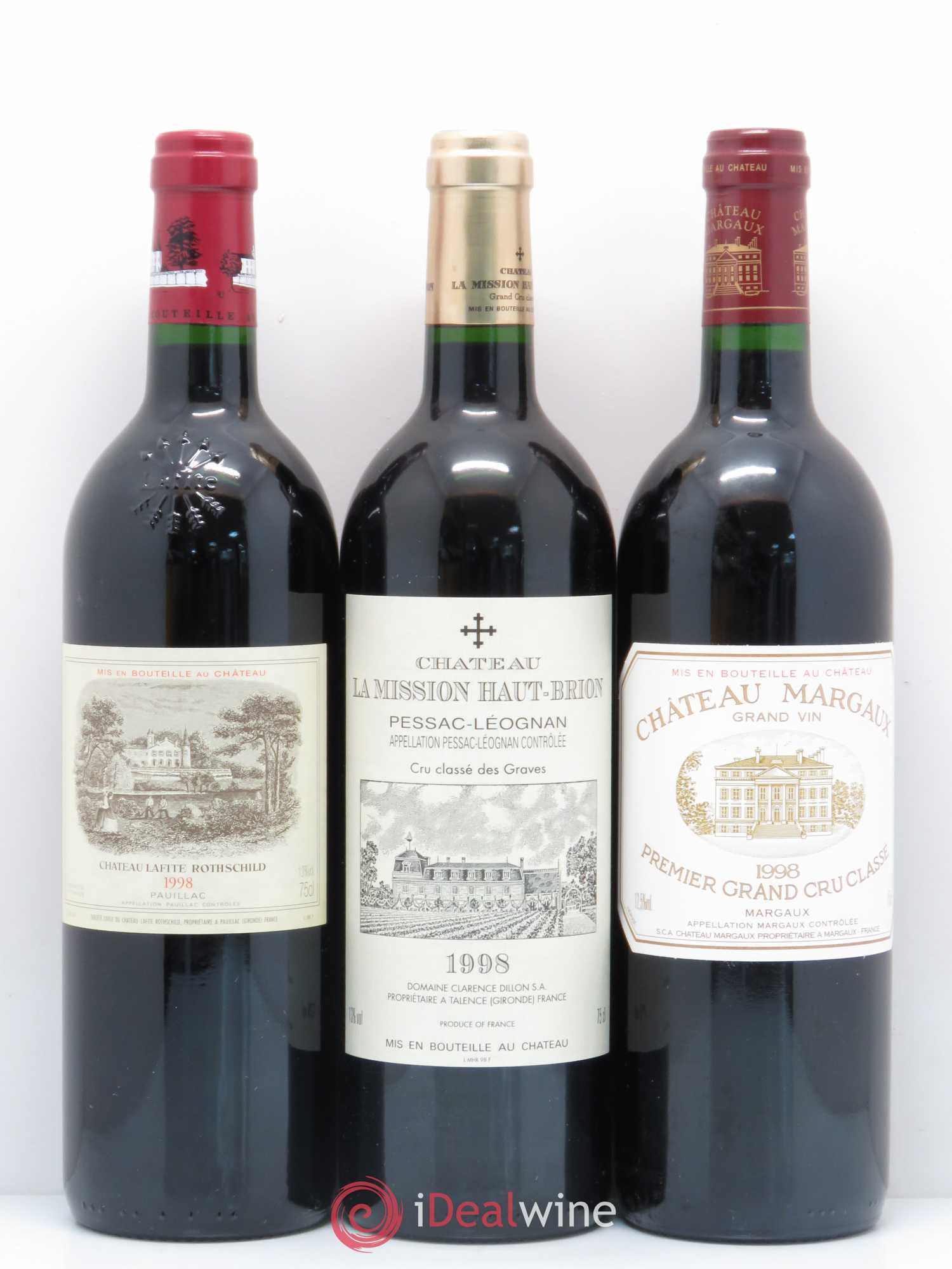 Caisse Duclot 1 Petrus, 1 Latour, 1 Haut Brion, 1 La Mission Haut Brion, 1 Ausone, 1 Cheval blanc, 1 Mouton Rothschild, 1 Margaux, 1 Lafite Rothschild 1998 - Posten von 9 Flaschen - 3