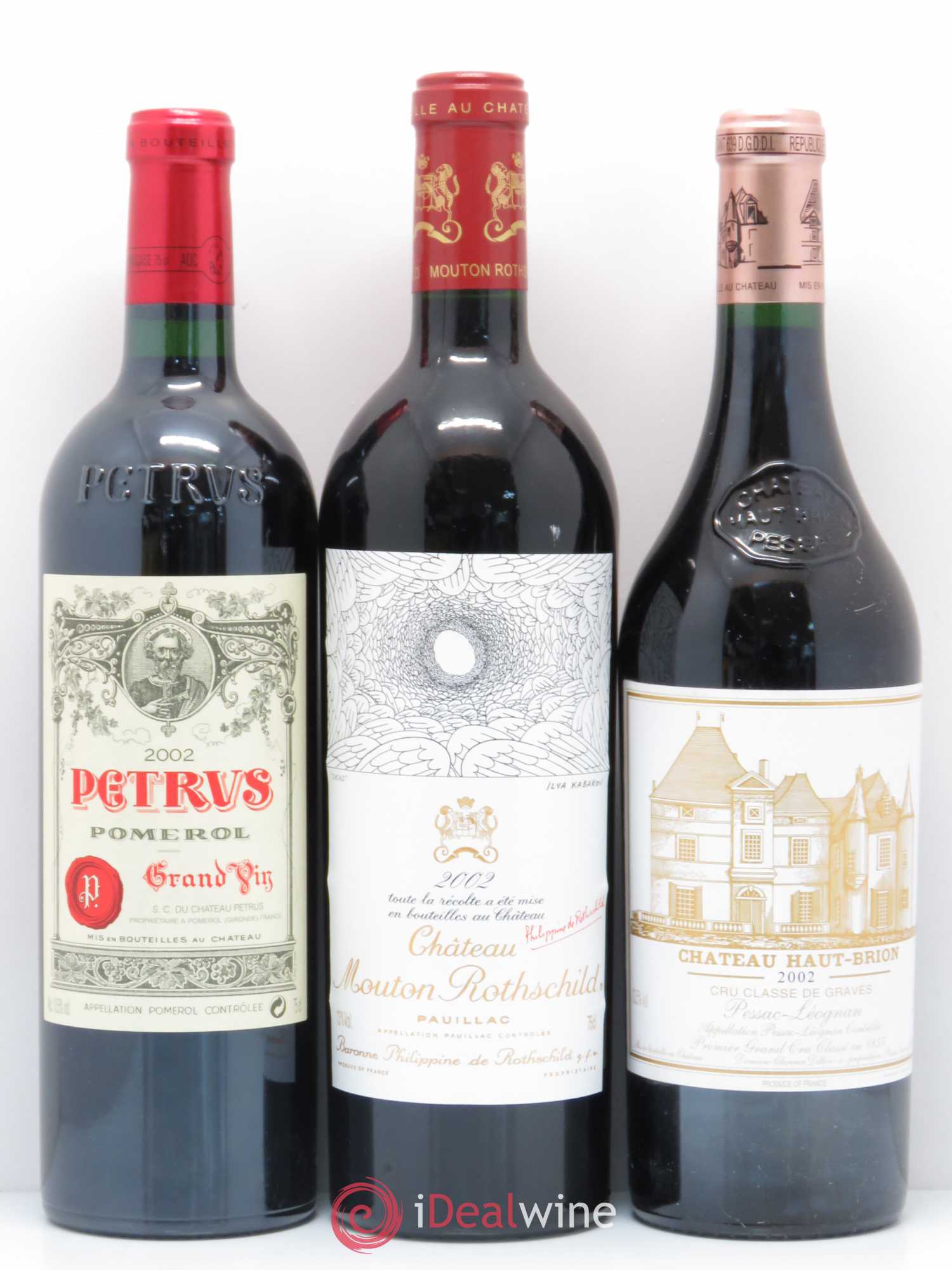 Caisse Collection Duclot 2002 1 Petrus, 1 Latour, 1 Haut Brion, 1 La Mission Haut Brion, 1 Ausone, 1 Cheval Blanc, 1 Mouton Rothschild, 1 Margaux, 1 Lafite Rothschild 2002 - Posten von 9 Flaschen - 3