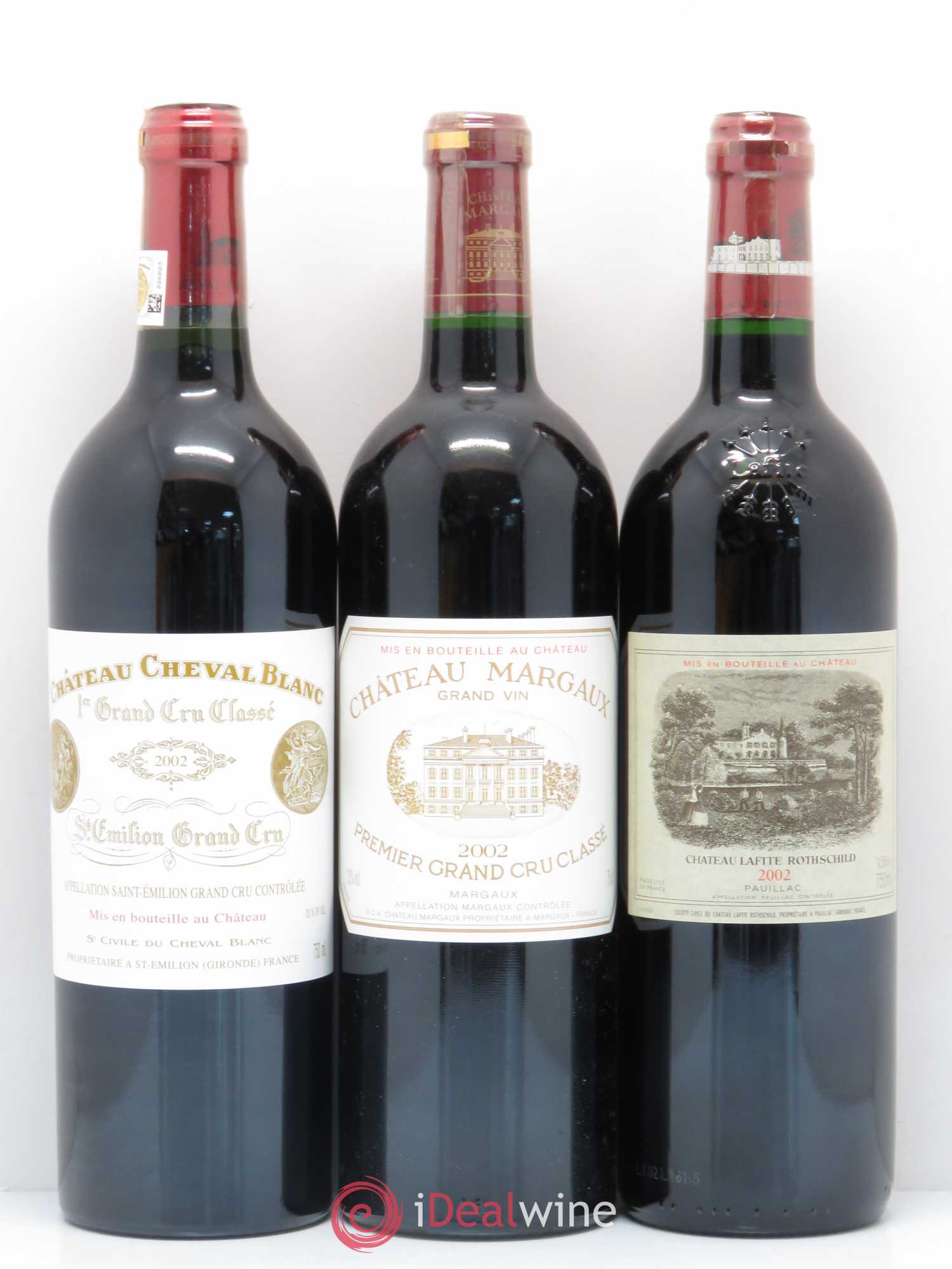 Caisse Collection Duclot 2002 1 Petrus, 1 Latour, 1 Haut Brion, 1 La Mission Haut Brion, 1 Ausone, 1 Cheval Blanc, 1 Mouton Rothschild, 1 Margaux, 1 Lafite Rothschild 2002 - Posten von 9 Flaschen - 5