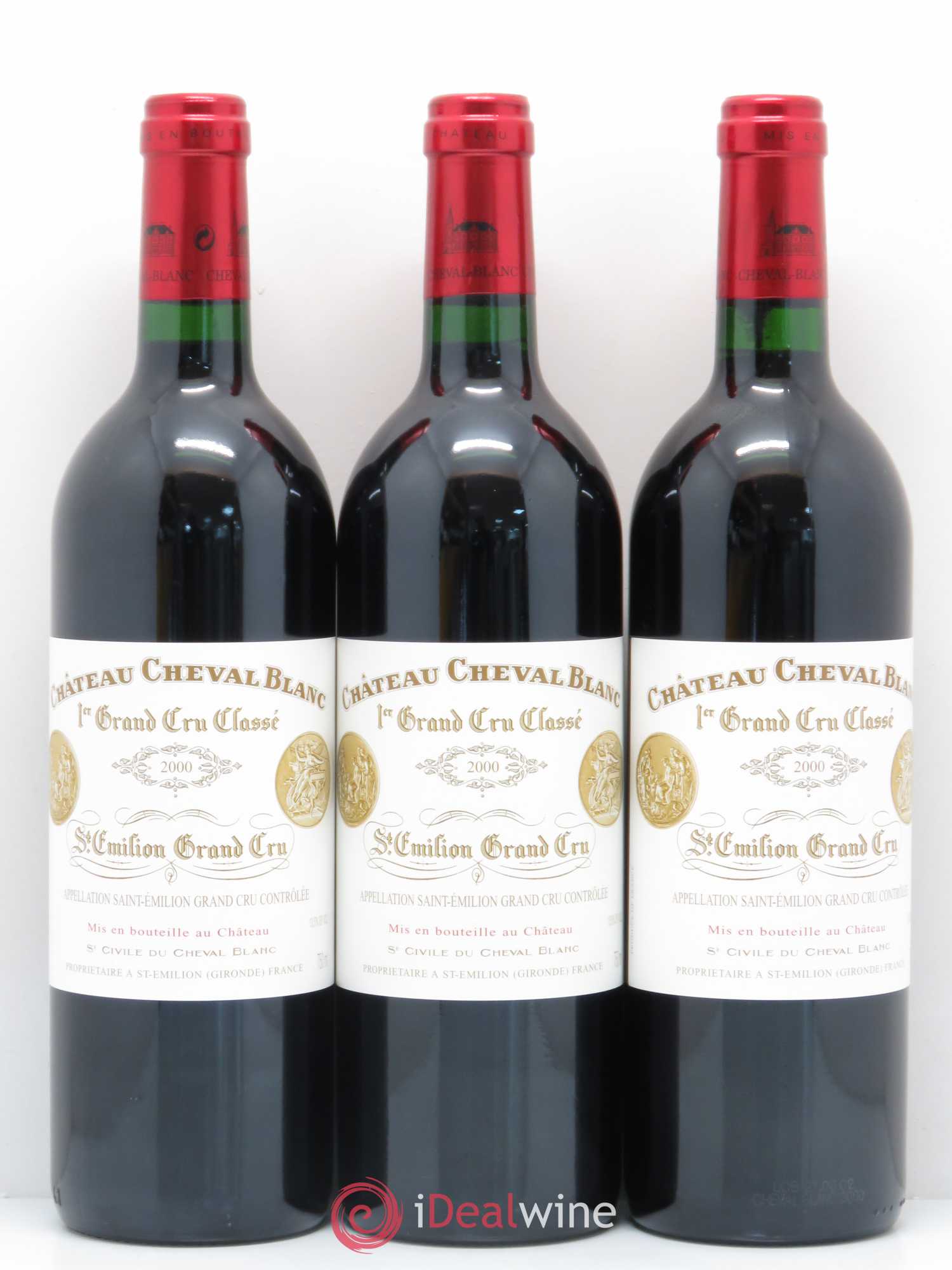 Château Cheval Blanc 1er Grand Cru Classé A 2000 - Lot de 3 bouteilles - 0