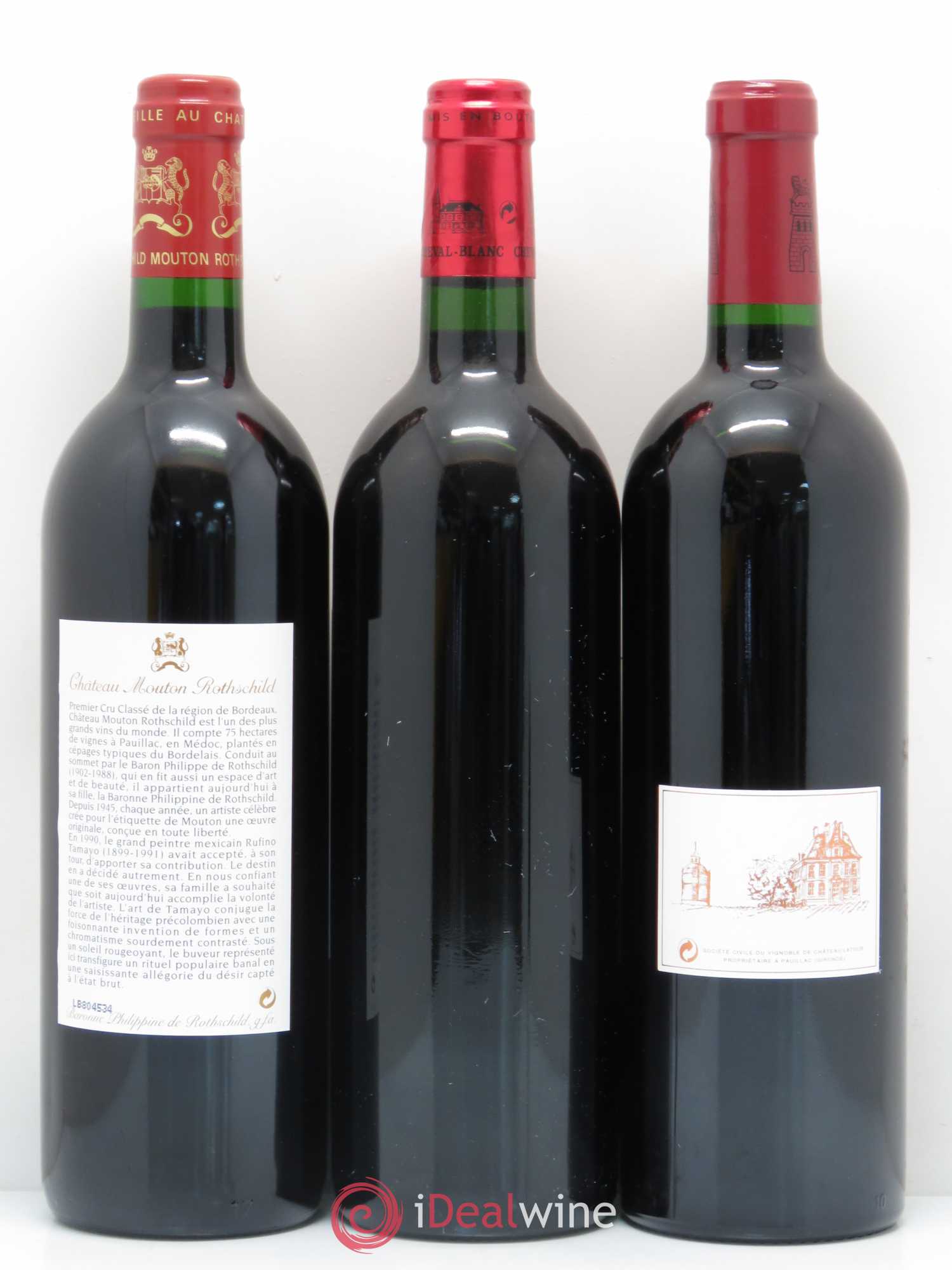 Caisse Duclot 1 Petrus, 1 Latour, 1 Haut Brion, 1 La Mission Haut Brion, 1 Ausone, 1 Cheval blanc, 1 Mouton Rothschild, 1 Margaux, 1 Lafite Rothschild 1998 - Posten von 9 Flaschen - 2
