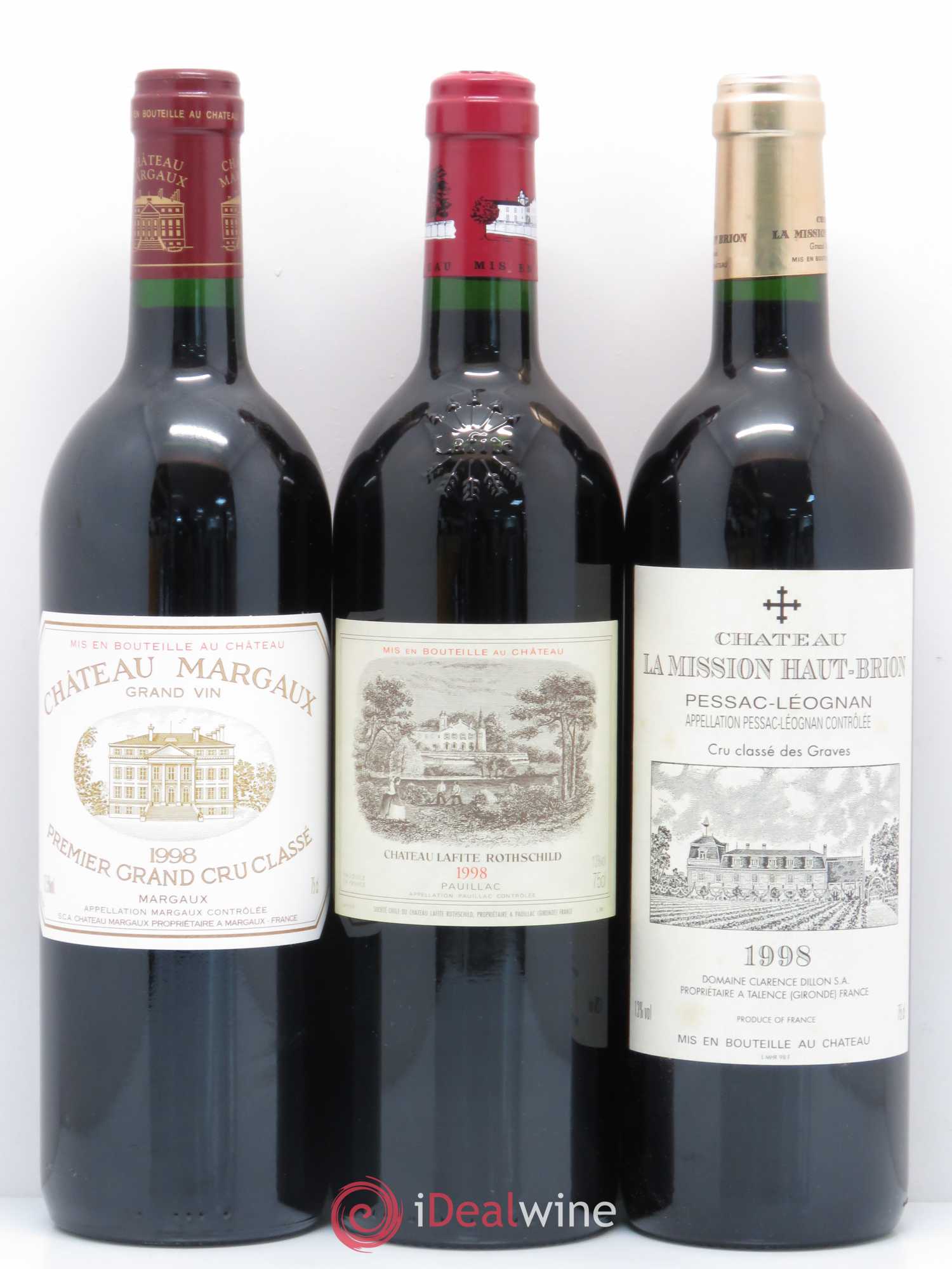 Caisse Duclot 1 Petrus, 1 Latour, 1 Haut Brion, 1 La Mission Haut Brion, 1 Ausone, 1 Cheval blanc, 1 Mouton Rothschild, 1 Margaux, 1 Lafite Rothschild 1998 - Posten von 9 Flaschen - 4