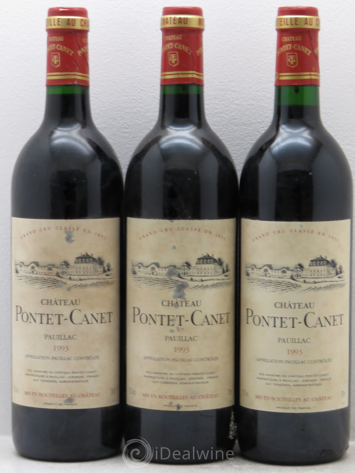 Château Pontet Canet 5ème Grand Cru Classé 1993 - Lot de 3 bouteilles - 0