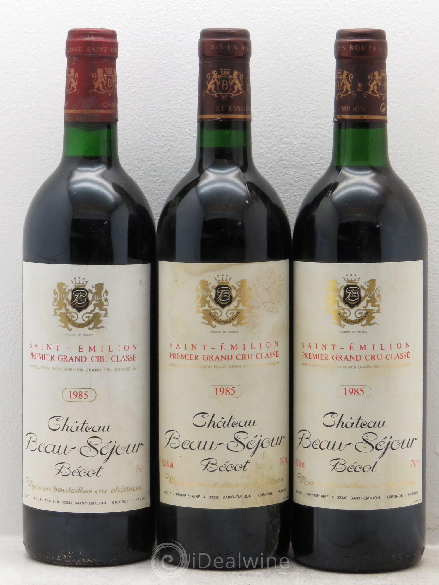 Château Beau-Séjour Bécot 1er Grand Cru Classé B 1985 - Lotto di 3 bottiglie - 0
