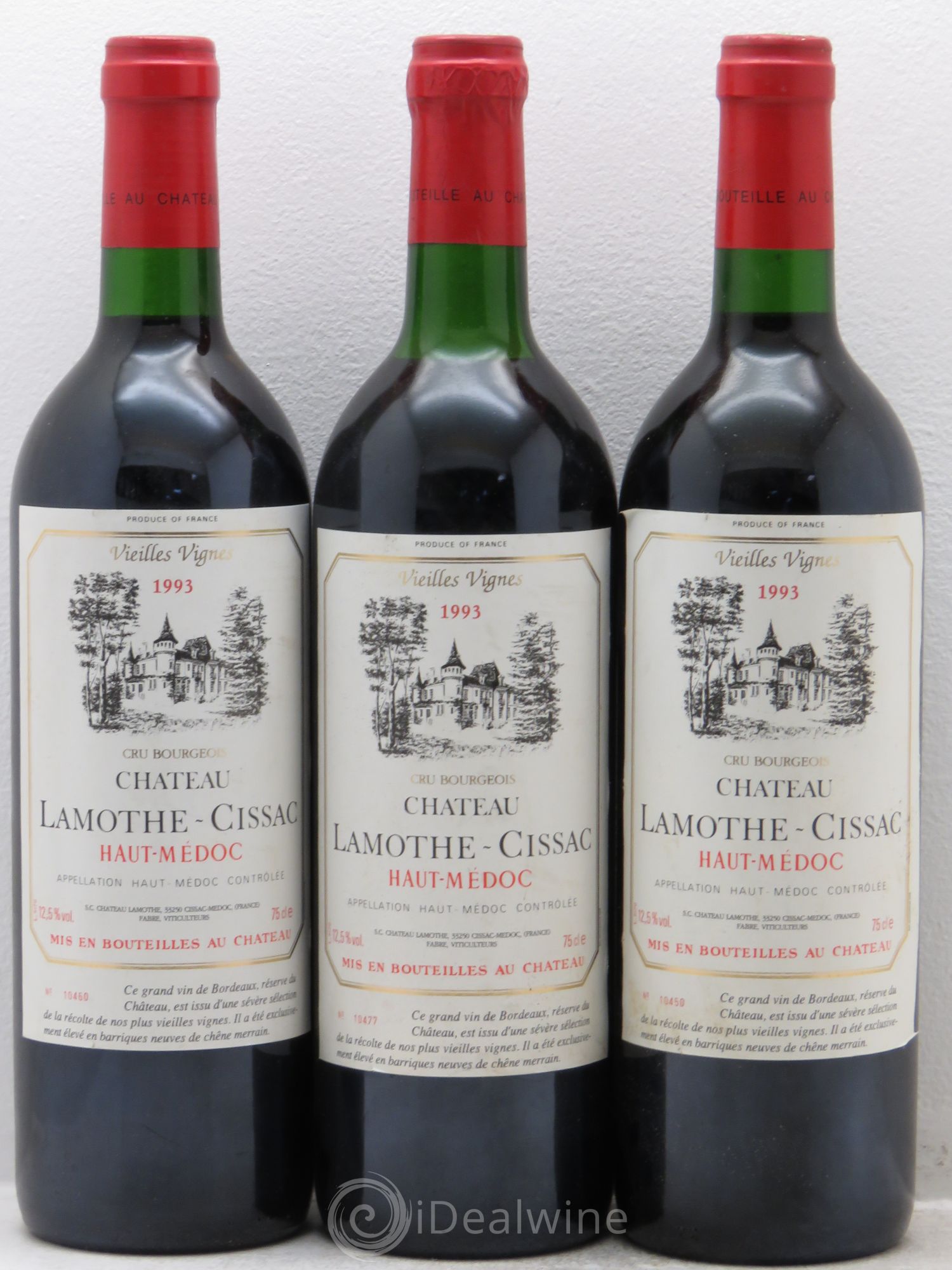 Château Lamothe Cissac Cru Bourgeois Vieilles Vignes 1993 - Lot de 3 bouteilles - 0