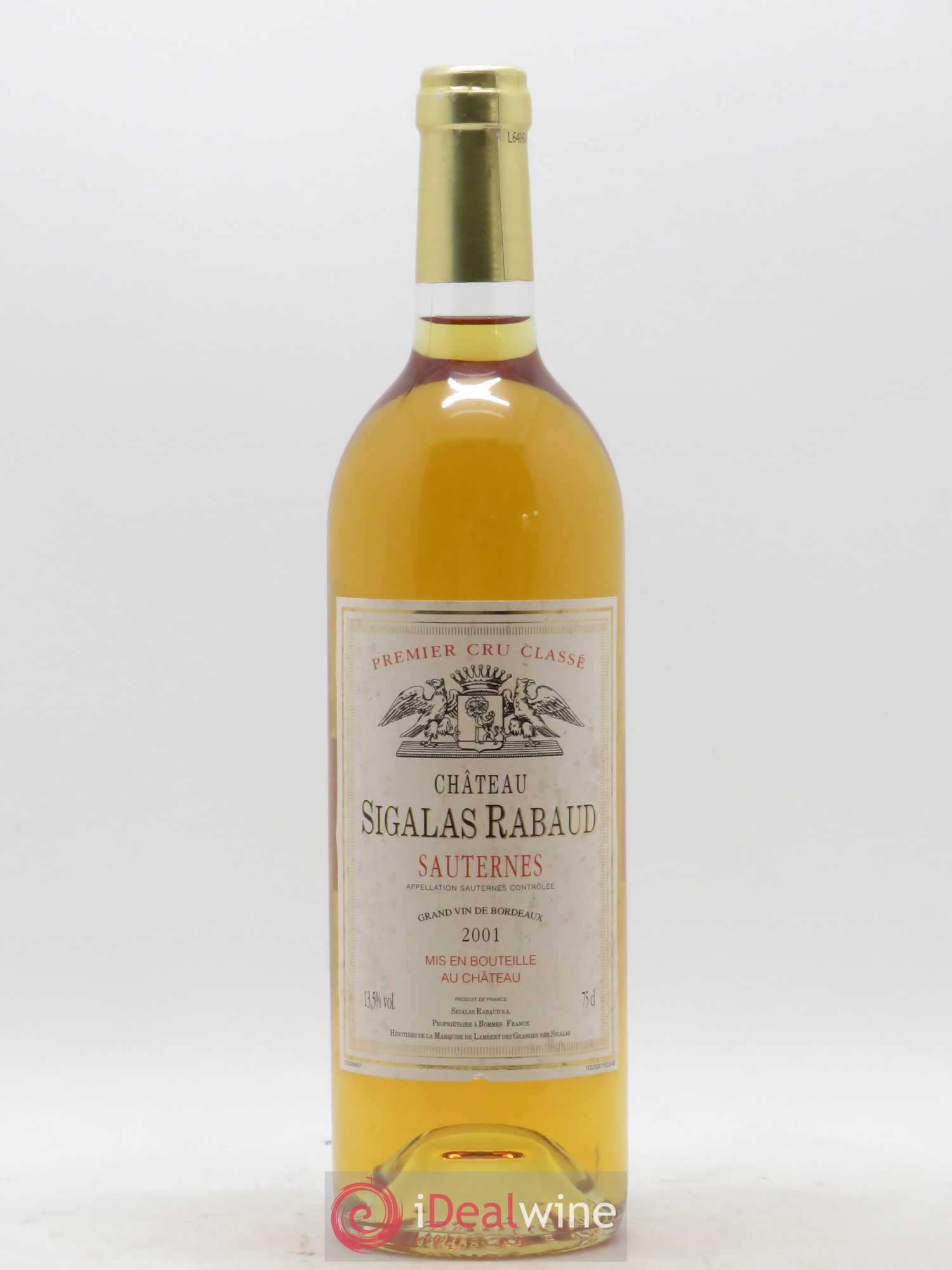 Château Sigalas Rabaud 1er Grand Cru Classé 2001 - Lotto di 1 bottiglia - 0