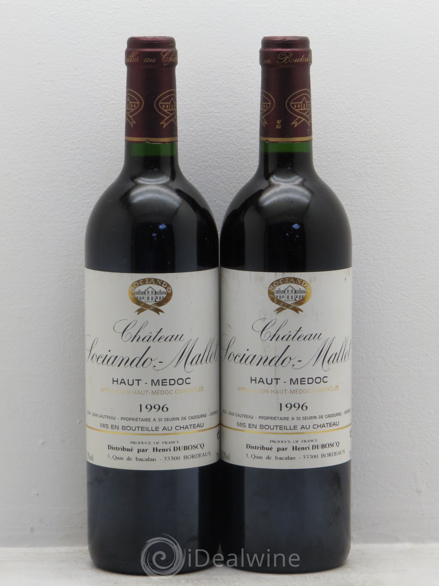 Château Sociando Mallet 1996 - Lot de 2 bouteilles - 0