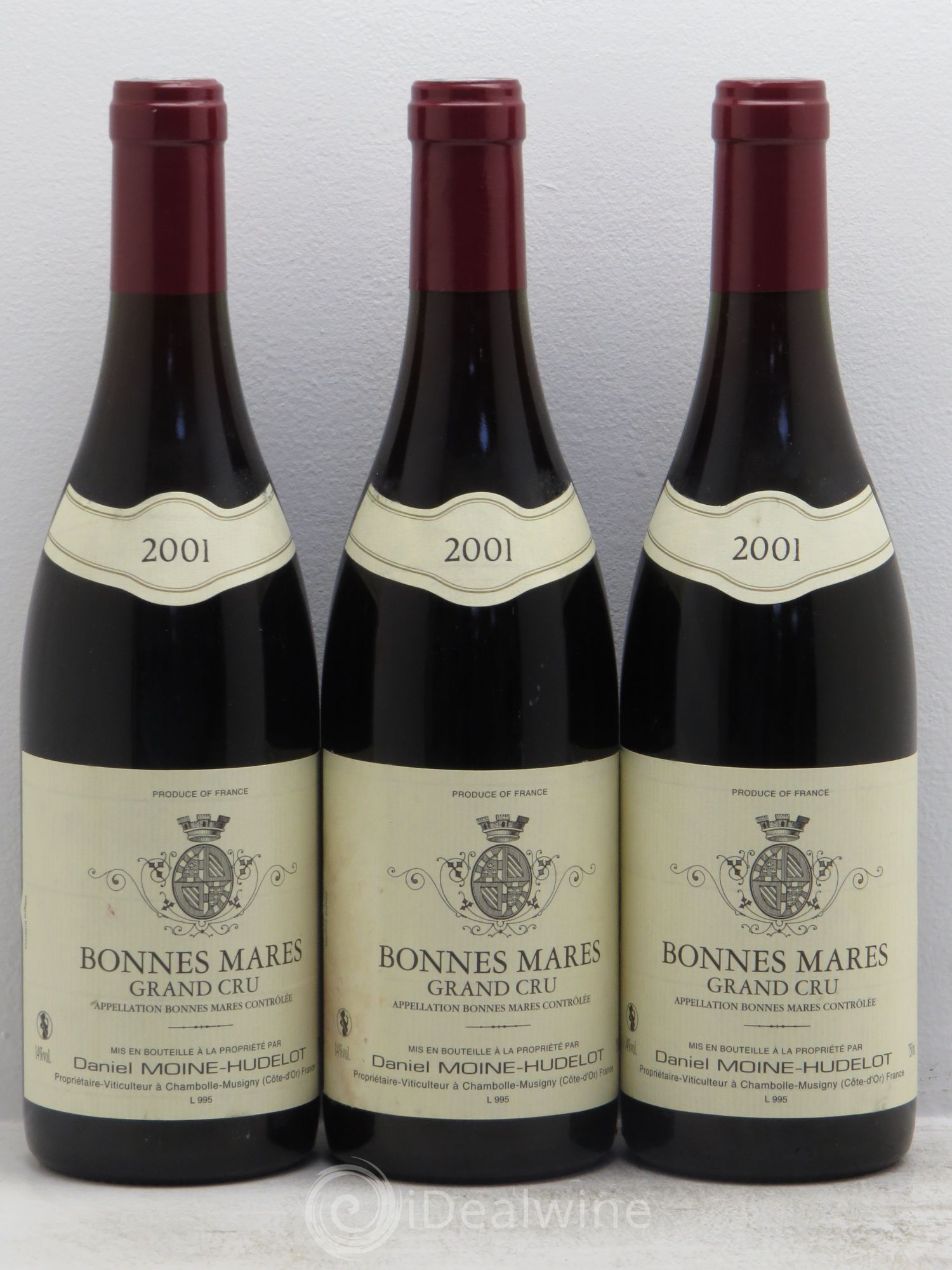 Bonnes-Mares Grand Cru Moine-Hudelot (Domaine) (sans prix de réserve) 2001 - Lot de 3 bouteilles - 0