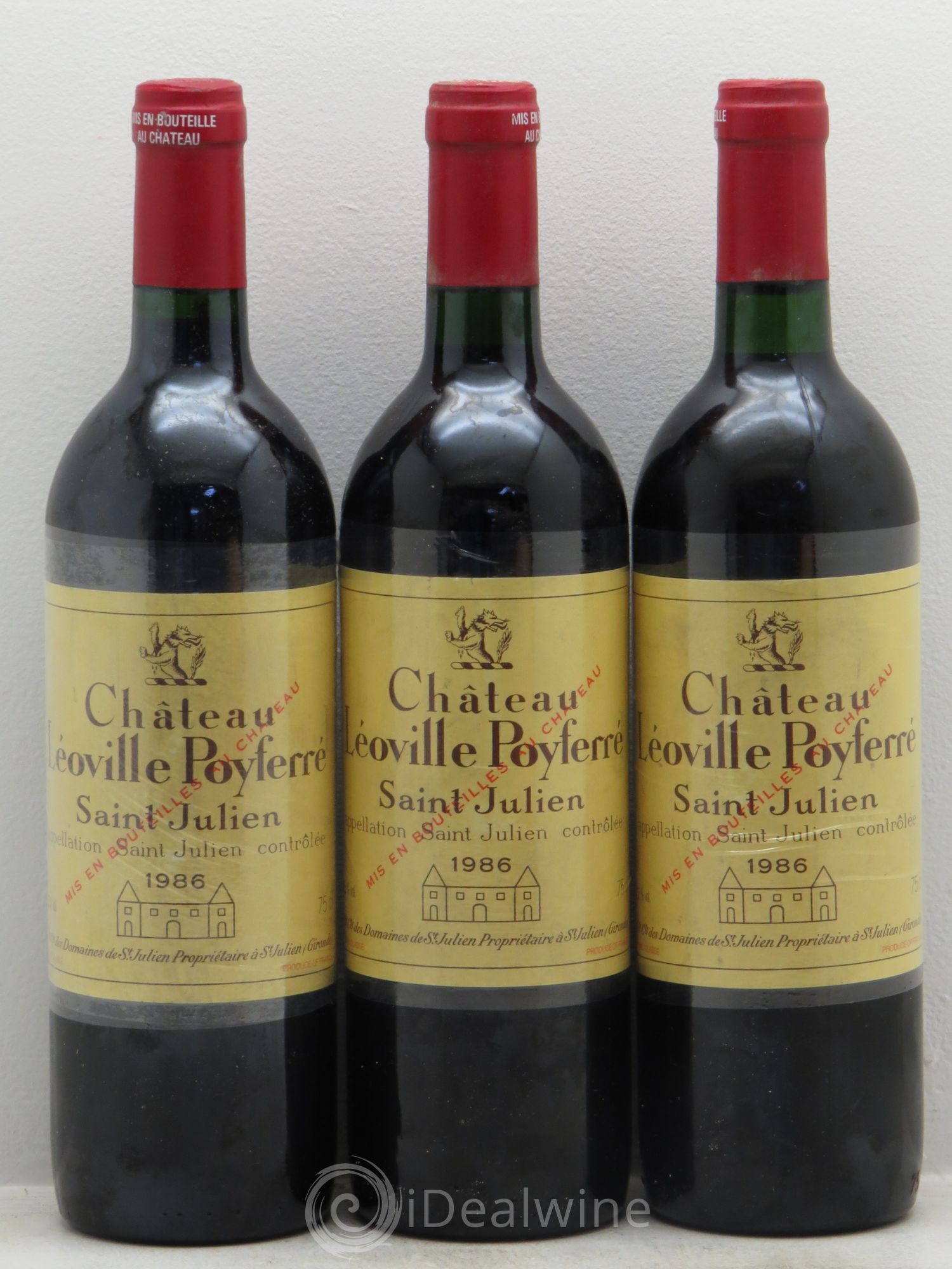 Château Léoville Poyferré 2ème Grand Cru Classé 1986 - Lotto di 3 bottiglie - 0