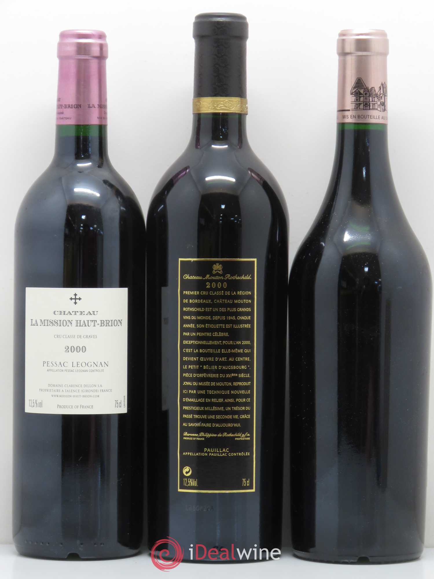 Caisse Duclot Latour - Margaux - Mouton Rothschild - Lafite Rothschild - Ausone - Cheval Blanc - Petrus - Haut Brion - La Mission Haut Brion 2000 - Posten von 9 Flaschen - 3
