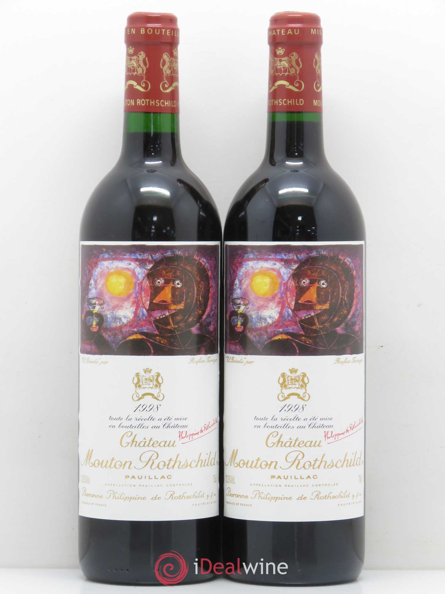 Château Mouton Rothschild 1er Grand Cru Classé 1998 - Lot de 2 bouteilles - 0