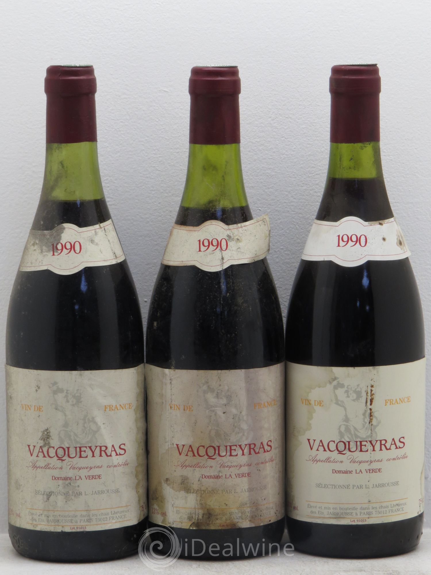 Vacqueyras Domaine de la Verde 1990 - Posten von 3 Flaschen - 0