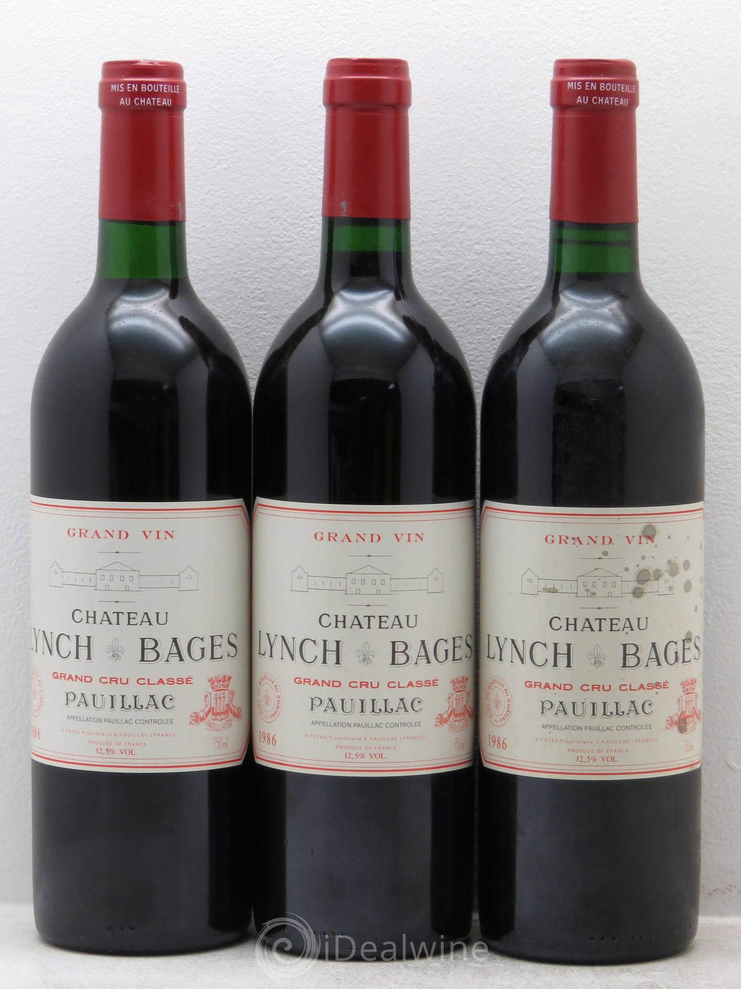 Château Lynch Bages 5ème Grand Cru Classé 1986 - Lot de 3 bouteilles - 0