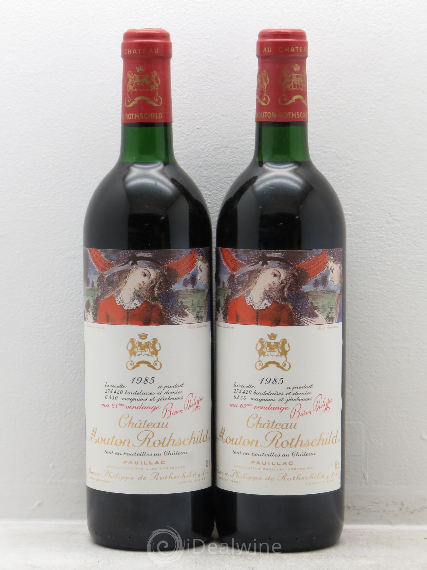 Château Mouton Rothschild 1er Grand Cru Classé 1985 - Lot de 2 bouteilles - 0