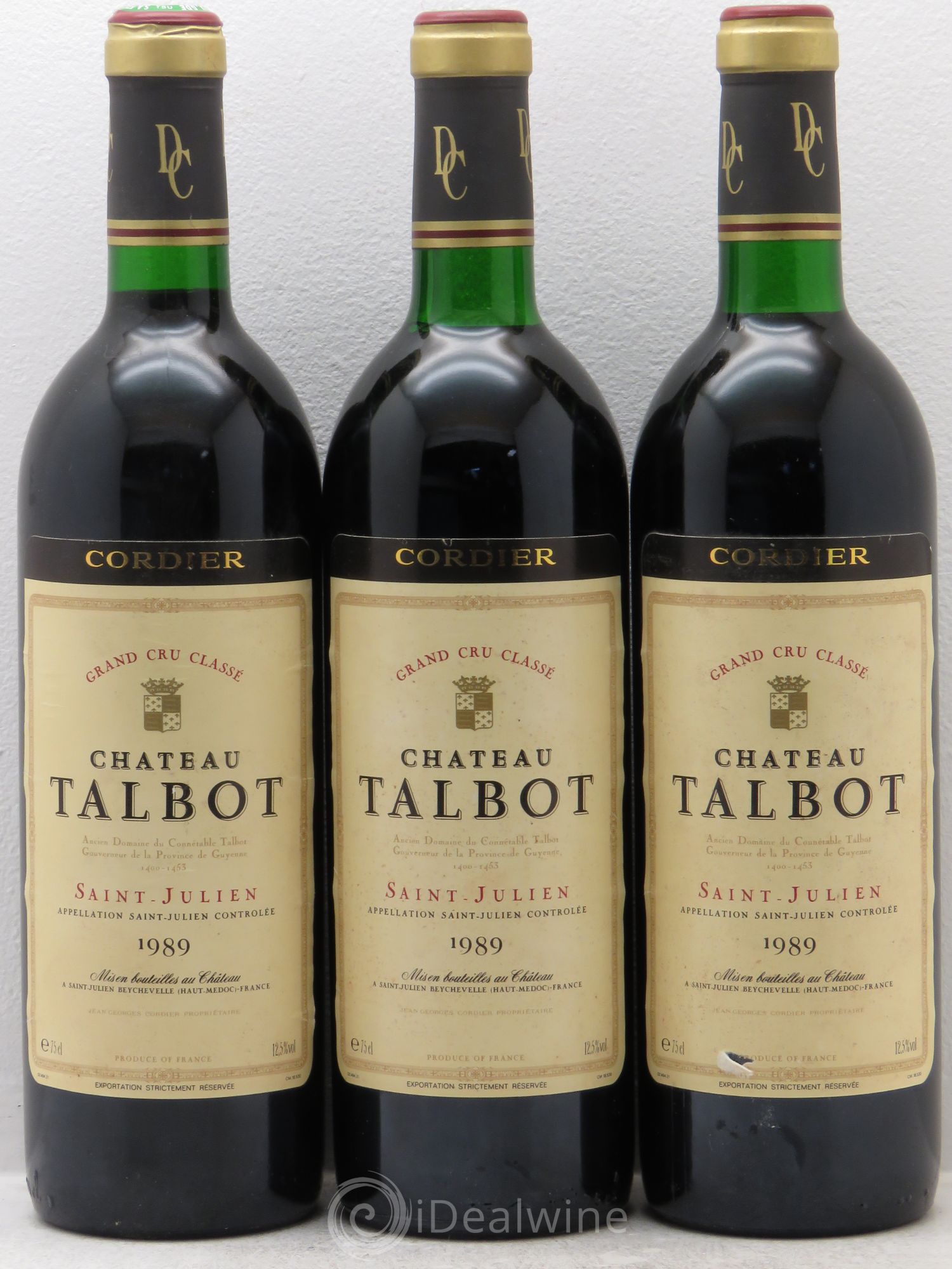 Château Talbot 4ème Grand Cru Classé 1989 - Lot de 3 bouteilles - 0