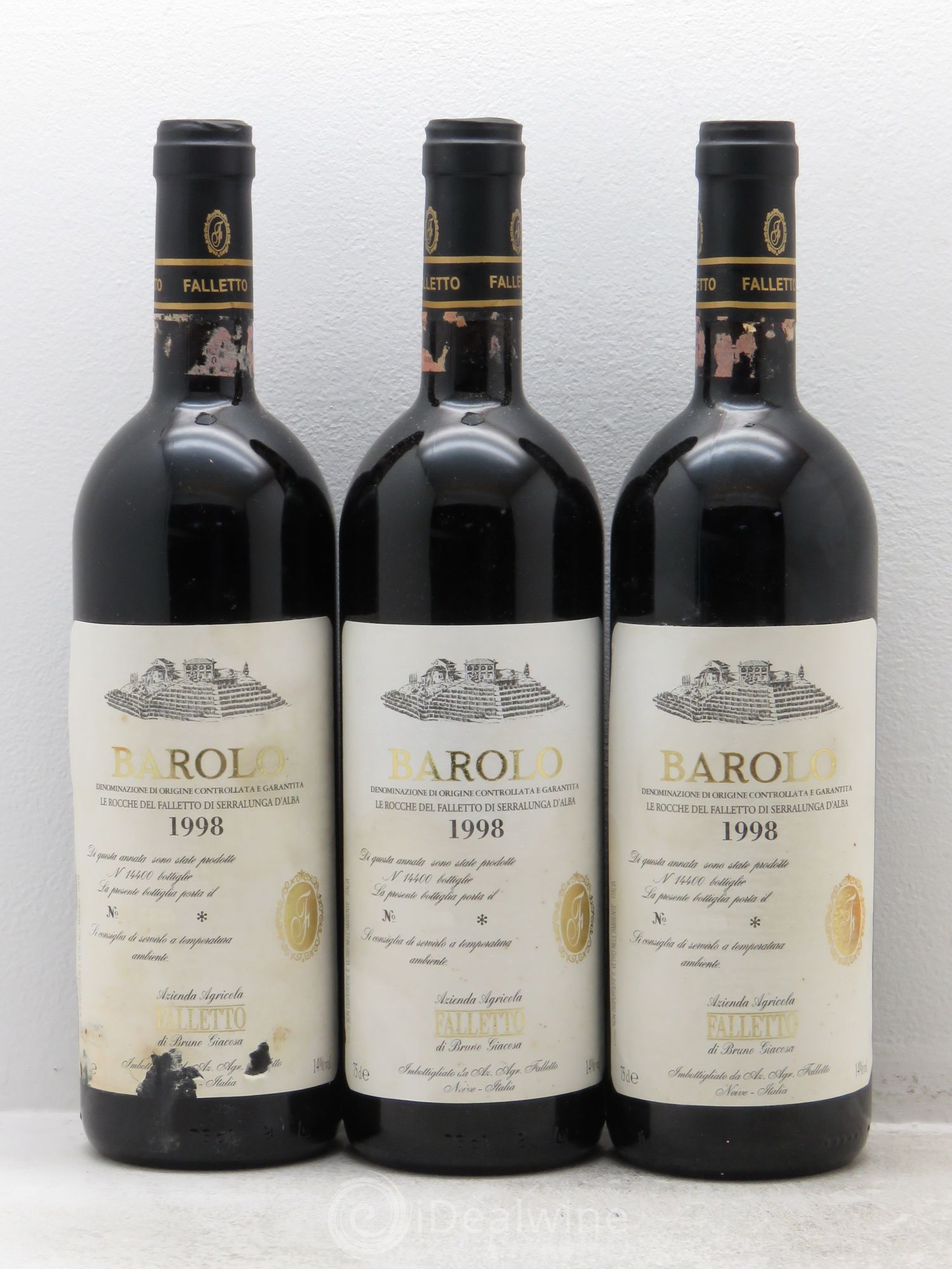 Barolo DOCG Falletto di Serralunga d'Alba Falletto - Bruno Giacosa 1998 - Lot de 3 bouteilles - 0